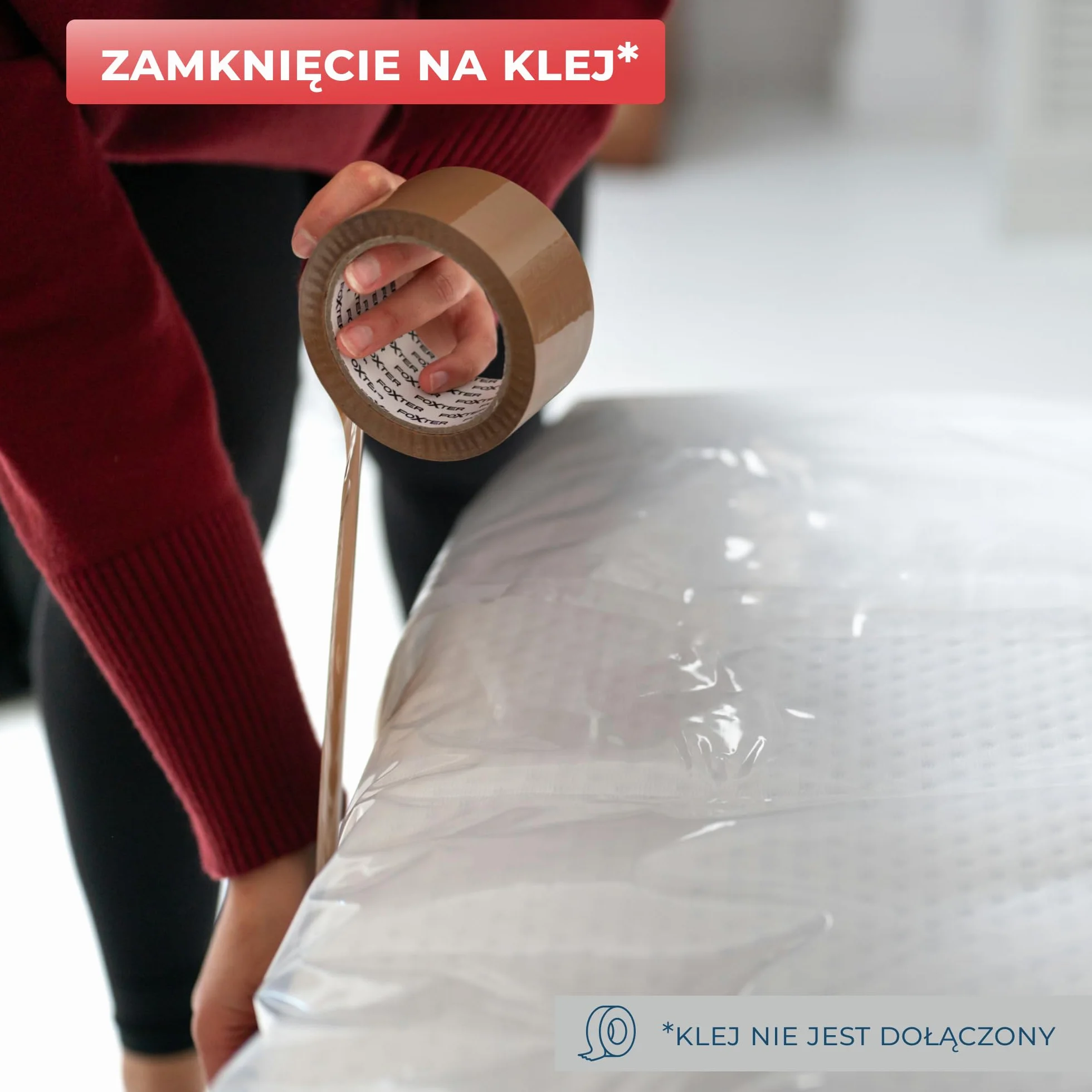 WRAPPYBAG Plastikowy Pokrowiec Ochronny na Materac 90 x 200 cm Torba do Przechowywania z Zakładką