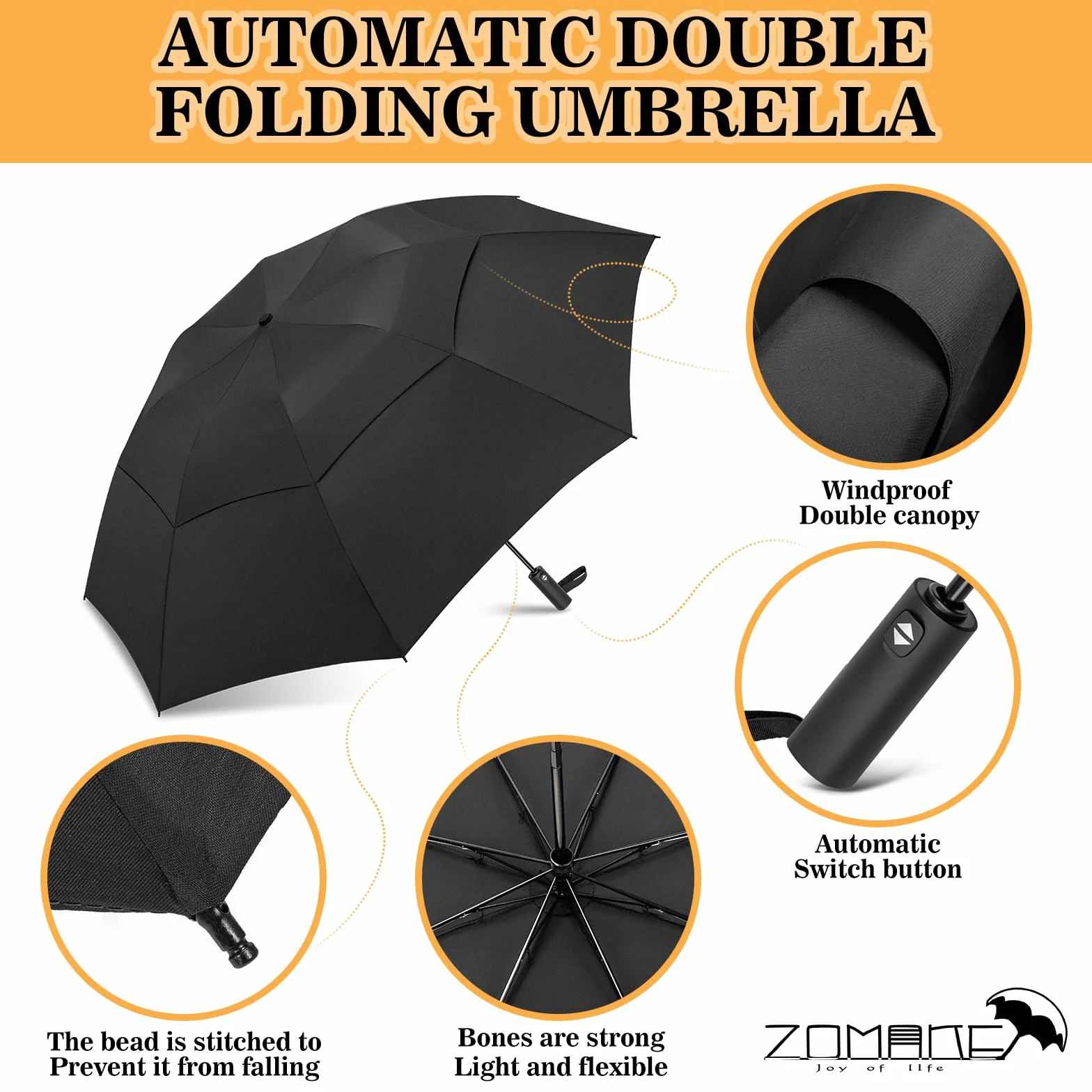 ZOMAKE Kompaktowy parasol golfowy 106/137/162 cm, duży parasol golfowy, wiatroszczelny, automatyczny, otwierany, przenośny, składany, podróżny parasol dla mężczyzn i kobiet