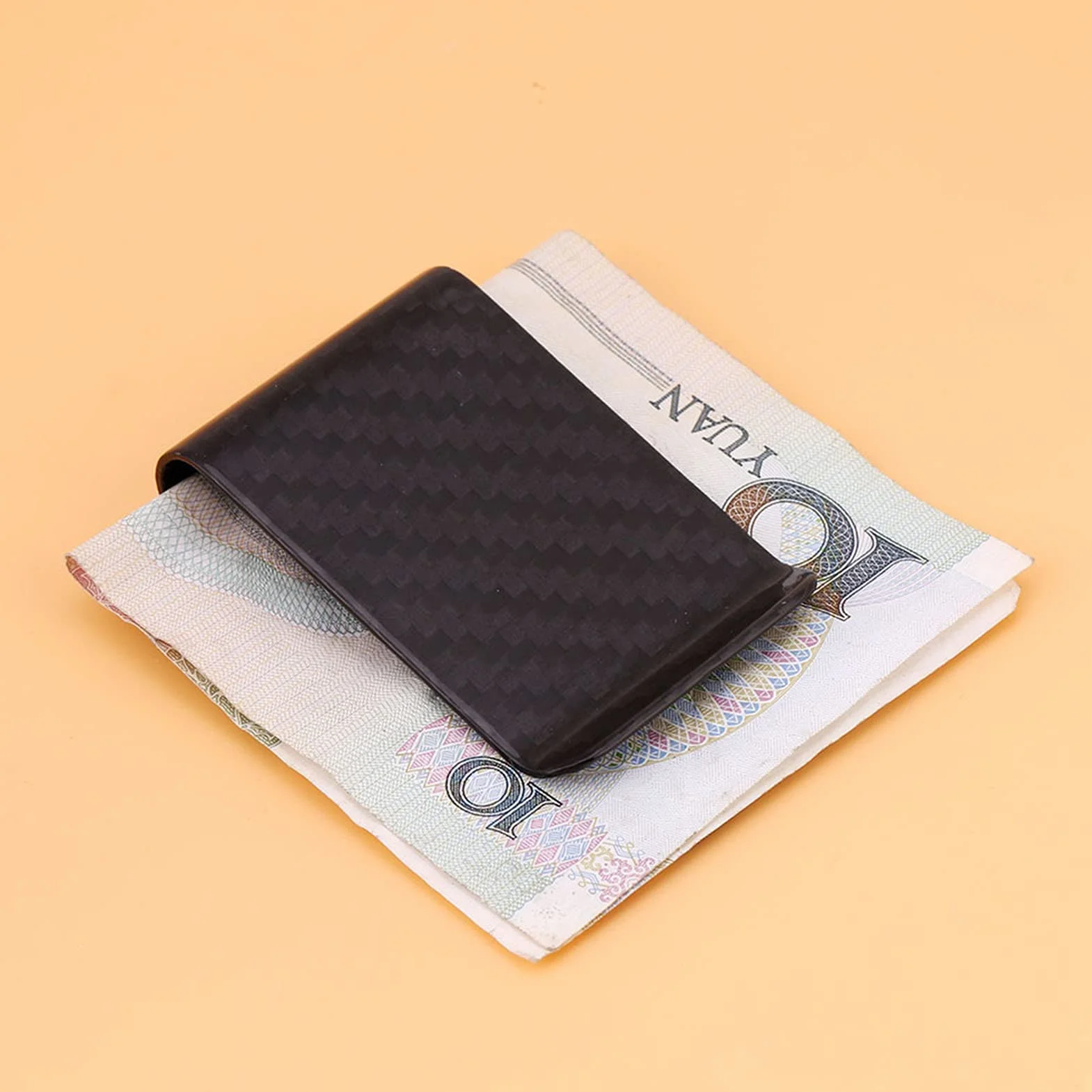 Zacisk na karty kredytowe, uchwyt na banknoty Walfront ultralekki uchwyt na banknoty z włókna węglowego biznesowe pieniądze klip karty kredytowe zacisk portfel, czarny, Nowoczesny