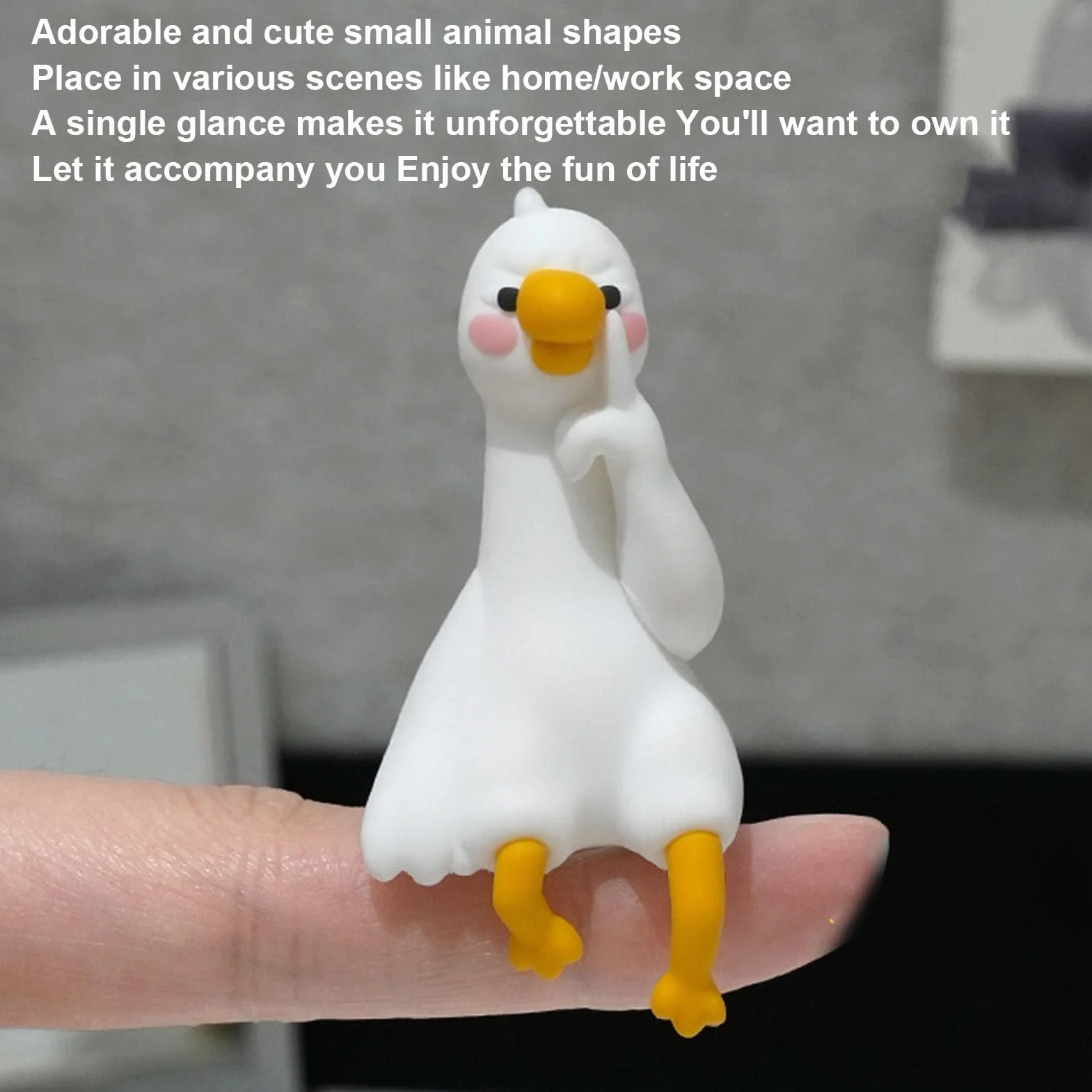 Figurki Gęsi z Kreskówek 4 szt. Luocute, śmieszne Urocze Posągi z żywicy 3D na Dekoracje Biurka