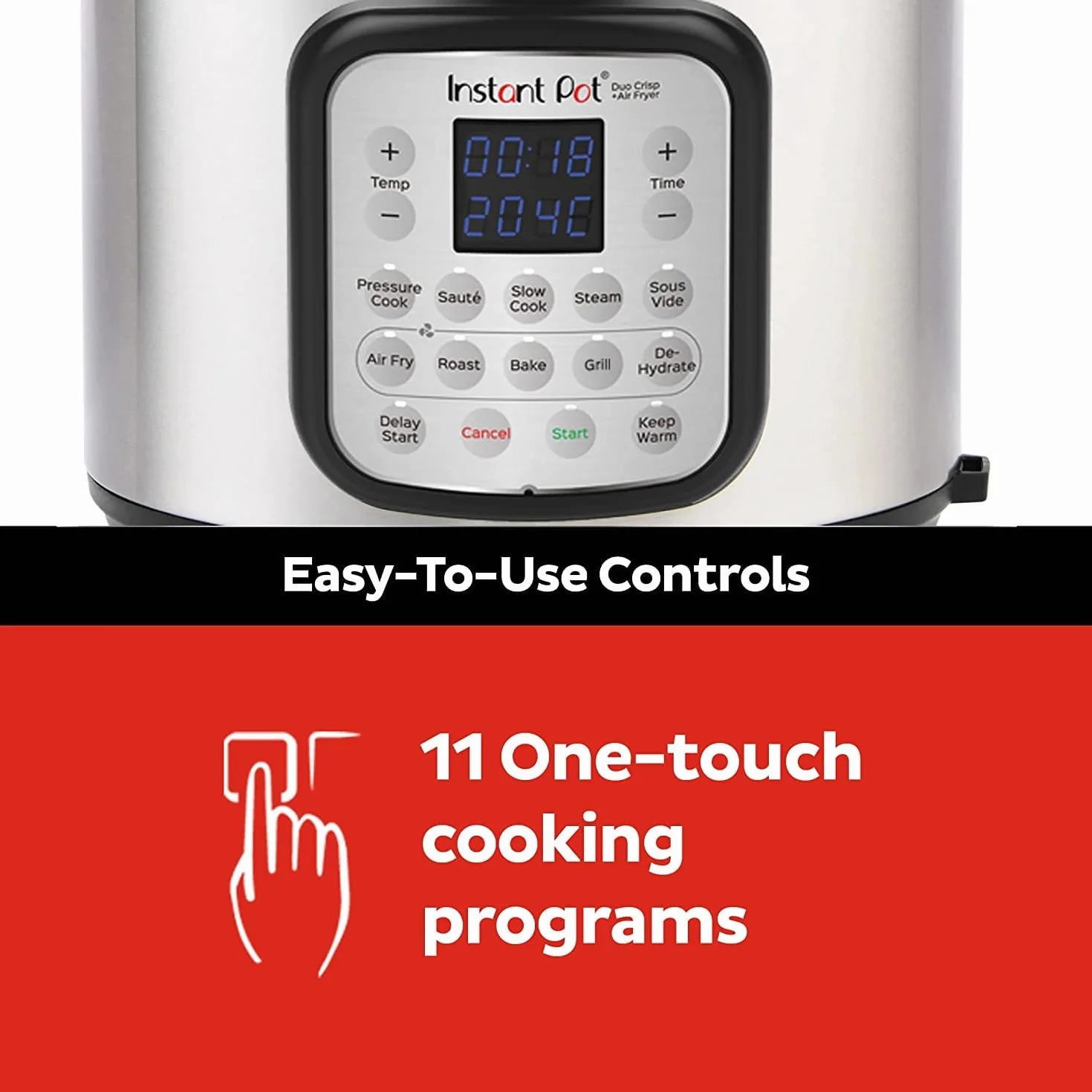 Instant Pot 140-0042-01-EU Duo Crisp 8 Wielofunkcyjne Urządzenie Do Gotowania, Stal Nierdzewna, W, 8 L, Srebrny/Czarny