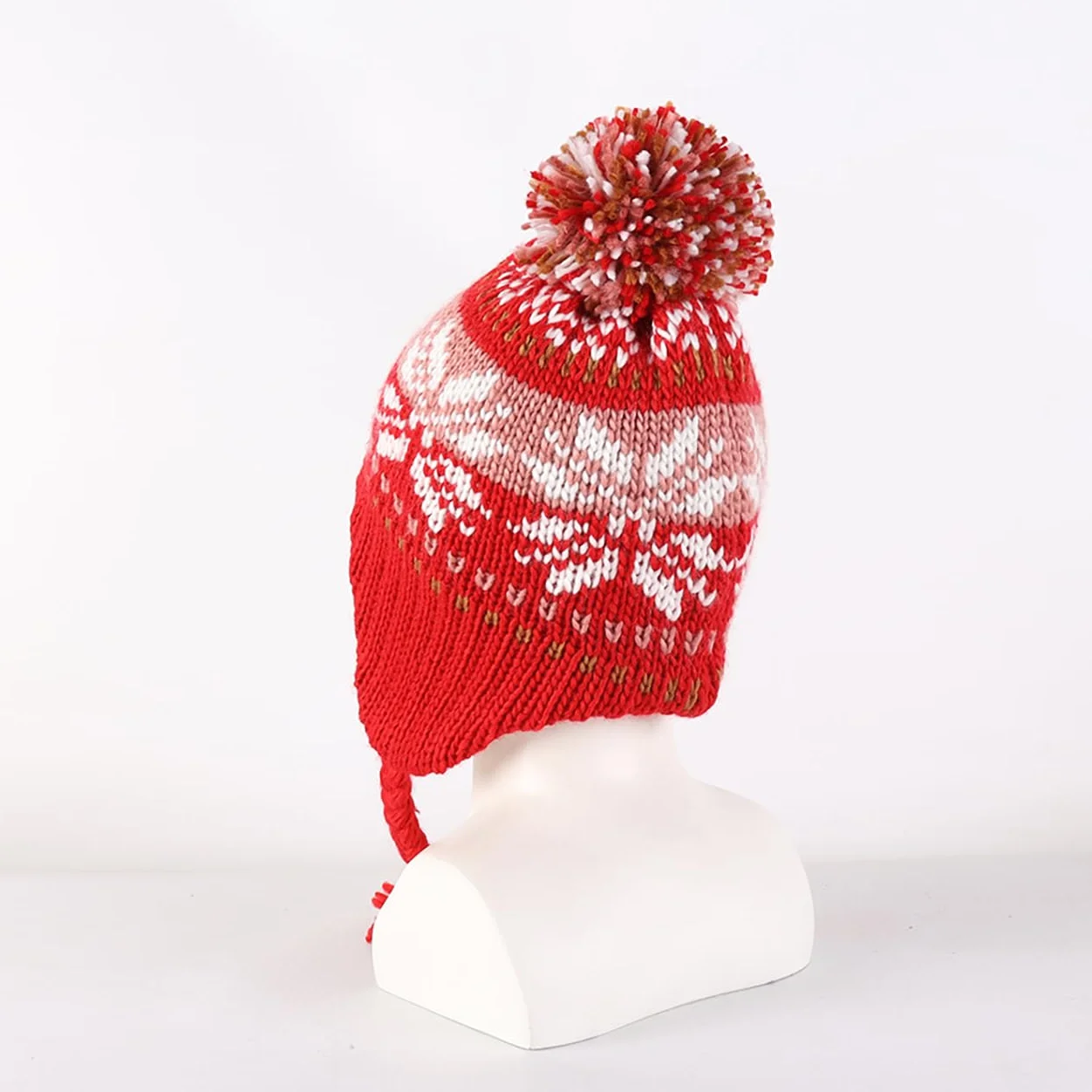 YAMEE Zimowa czapka dziewczęca z klapkami na uszy, ciepła czapka z dzianiny, dla dziewczynek z miękką podszewką polarową, lekka, klasyczna czapka z pomponem, czapka dla dziewcząt, do aktywności na
