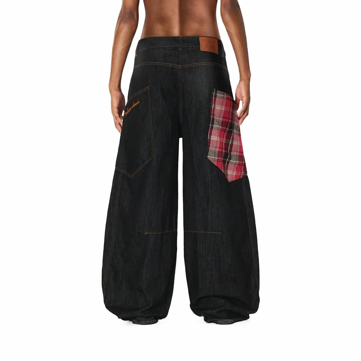 Aelfric Eden Super Baggy dżinsy męskie Barrel Denim spodnie damskie szerokie nogawki spodnie dżinsowe unisex cargo jeans z kieszenią w kratkę, Vintage Pants Y2K