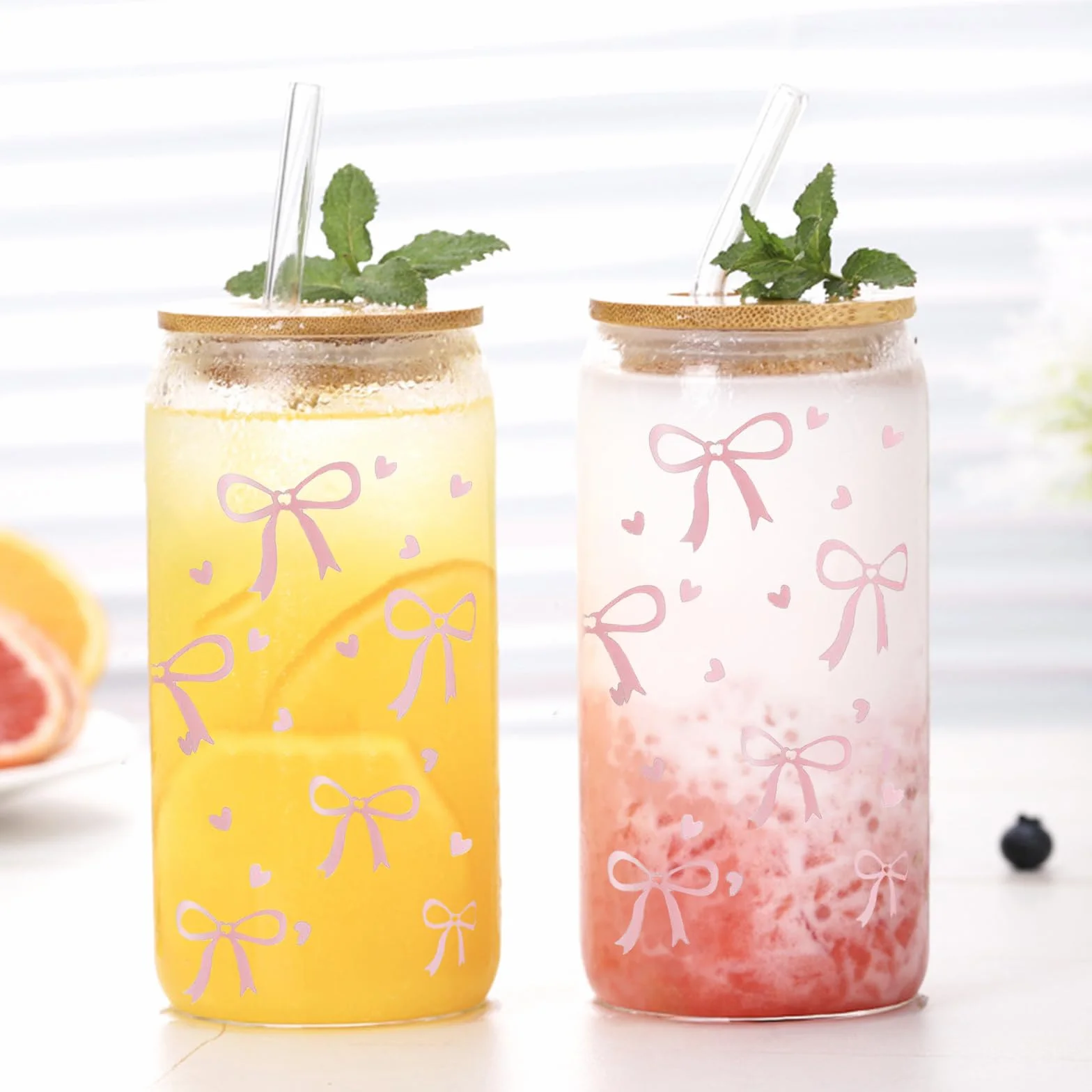 HIQE-FL Szklanki do picia pokrywką, kubek do herbaty bąbelkowej słomką, do smoothie i latte