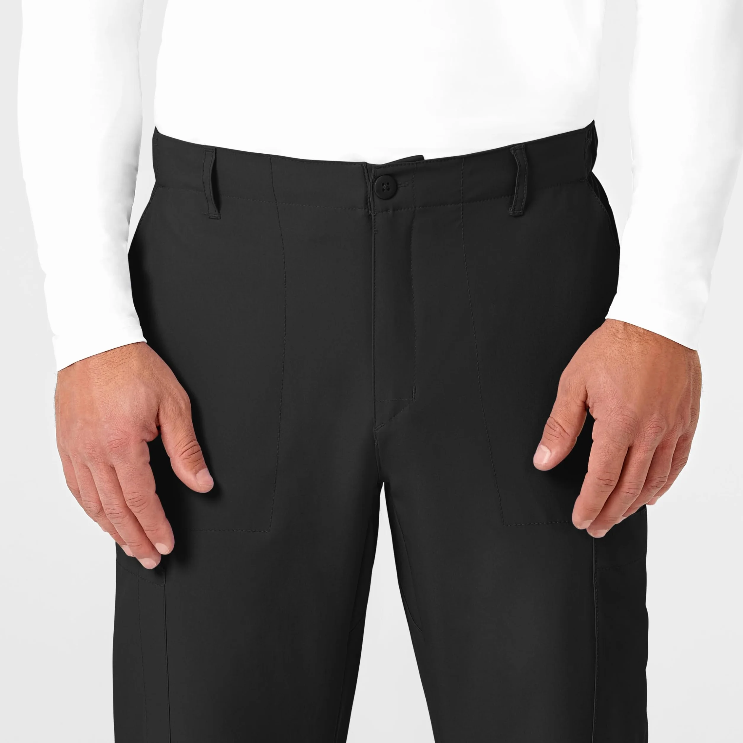WonderWink 5355XBLAC4XL W123 męskie płaskie przednie spodnie cargo z kieszeniami, czarne, wydłużone - rozmiar 4XL