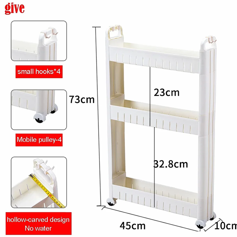 Wózek Do Przechowywania 3-Tier Slim Storage Cart Plastik Biały Szerokość 10cm