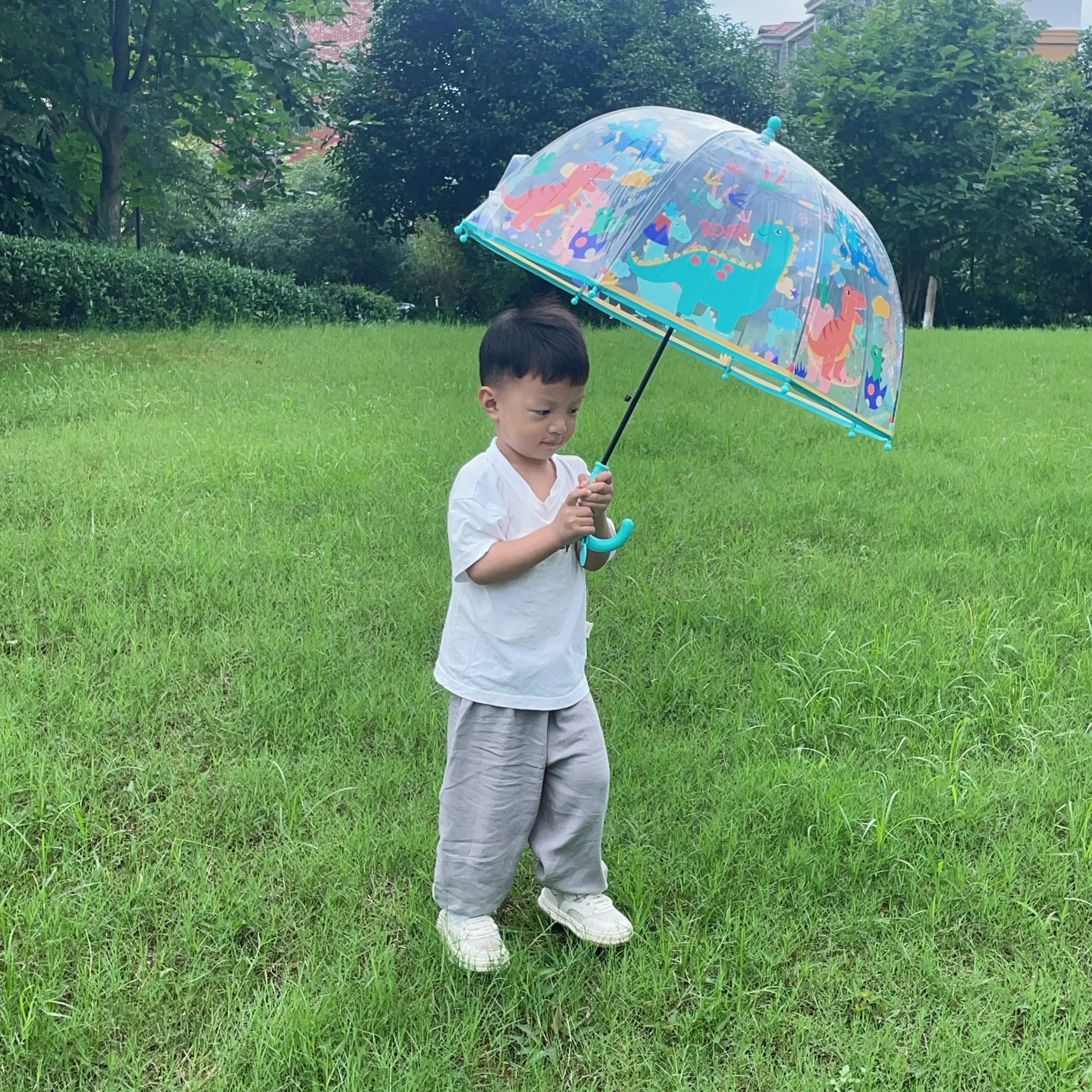 Parasol dziecięcy z dachem kopułowym, lekki, uroczy, zabawny design, ochrona przed wiatrem i deszczem, parasol w kształcie dzwonka, przezroczysty - prezent dla dzieci