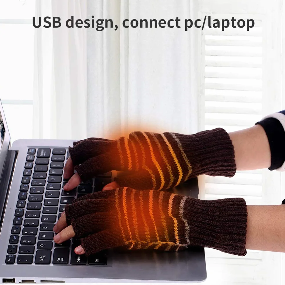 Semme Rękawice grzewcze USB dla mężczyzn i kobiet, z portem USB, zmywalne, do jazdy na rowerze, motocykli, wędrówek, jazdy na nartach i alpinizmie