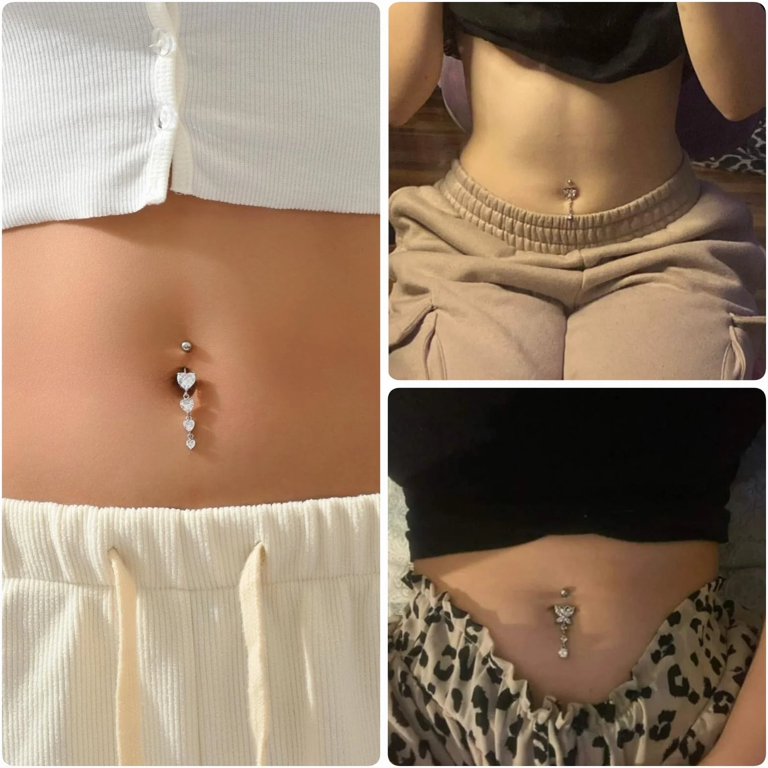 2-3-częściowy kolczyk do pępka 10 mm serce wisiorek piercing do brzucha 14G stal chirurgiczna piercing do pępka biżuteria srebrny złoty