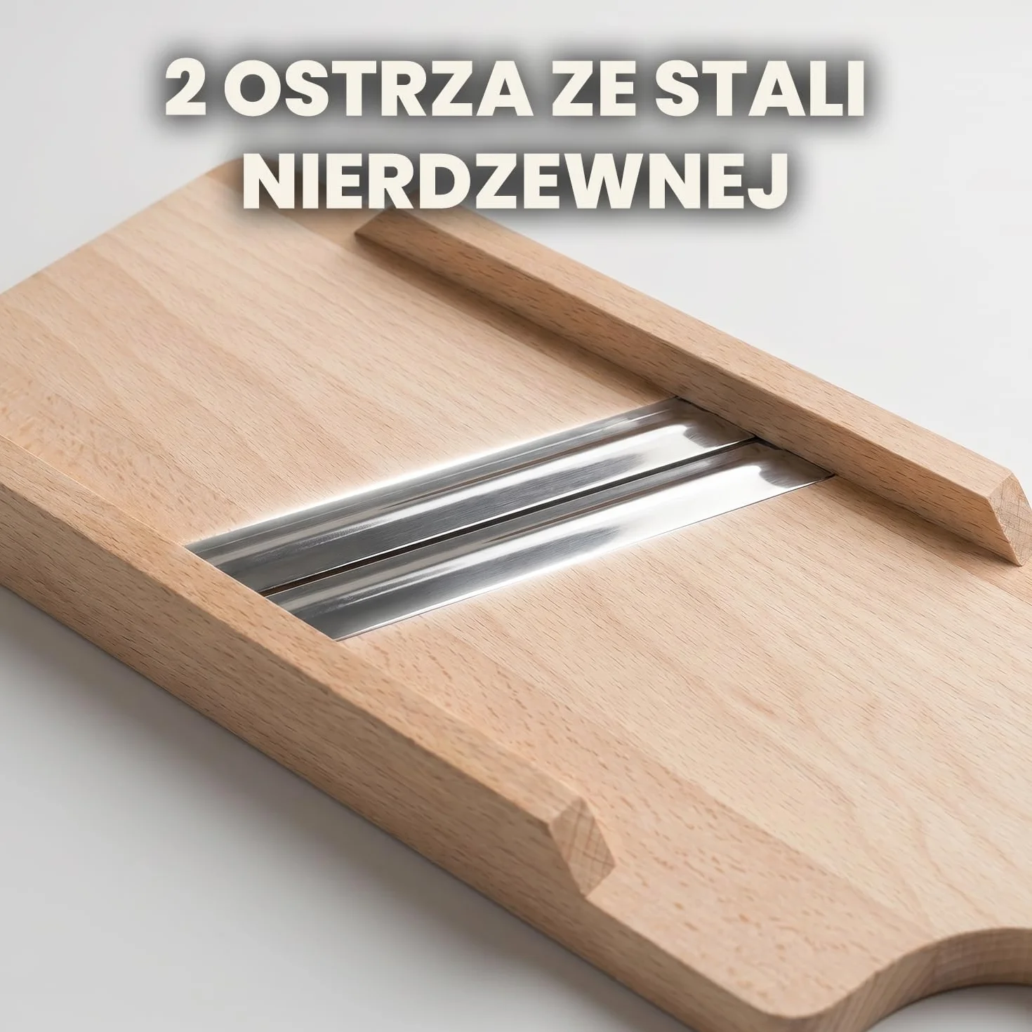 Drewniana szatkownica do warzyw z podwójnym ostrzem ze stali nierdzewnej 36x14x3 cm