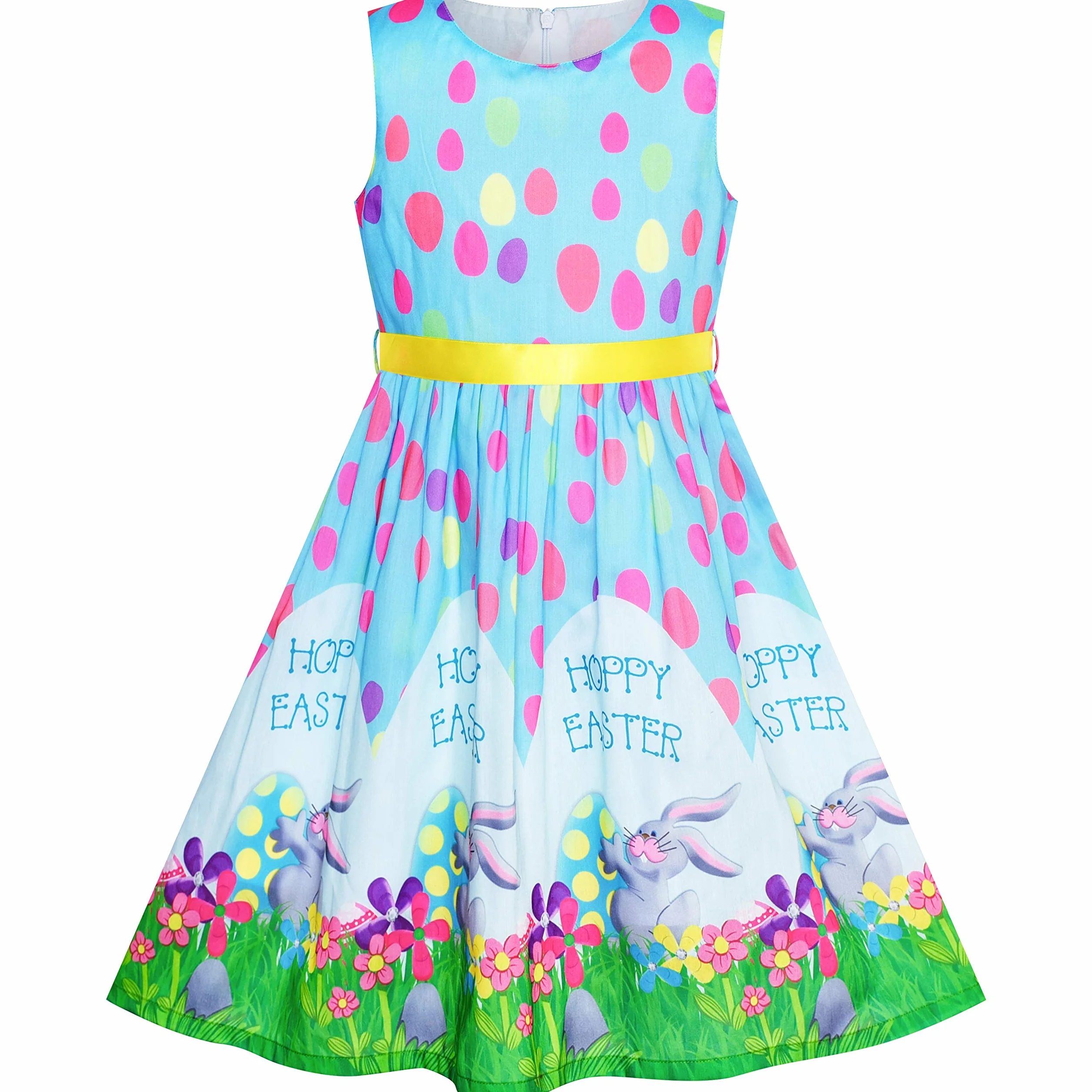 Sunny Fashion Sukienka dziewczęca Niebieski Kwiat Nadruk