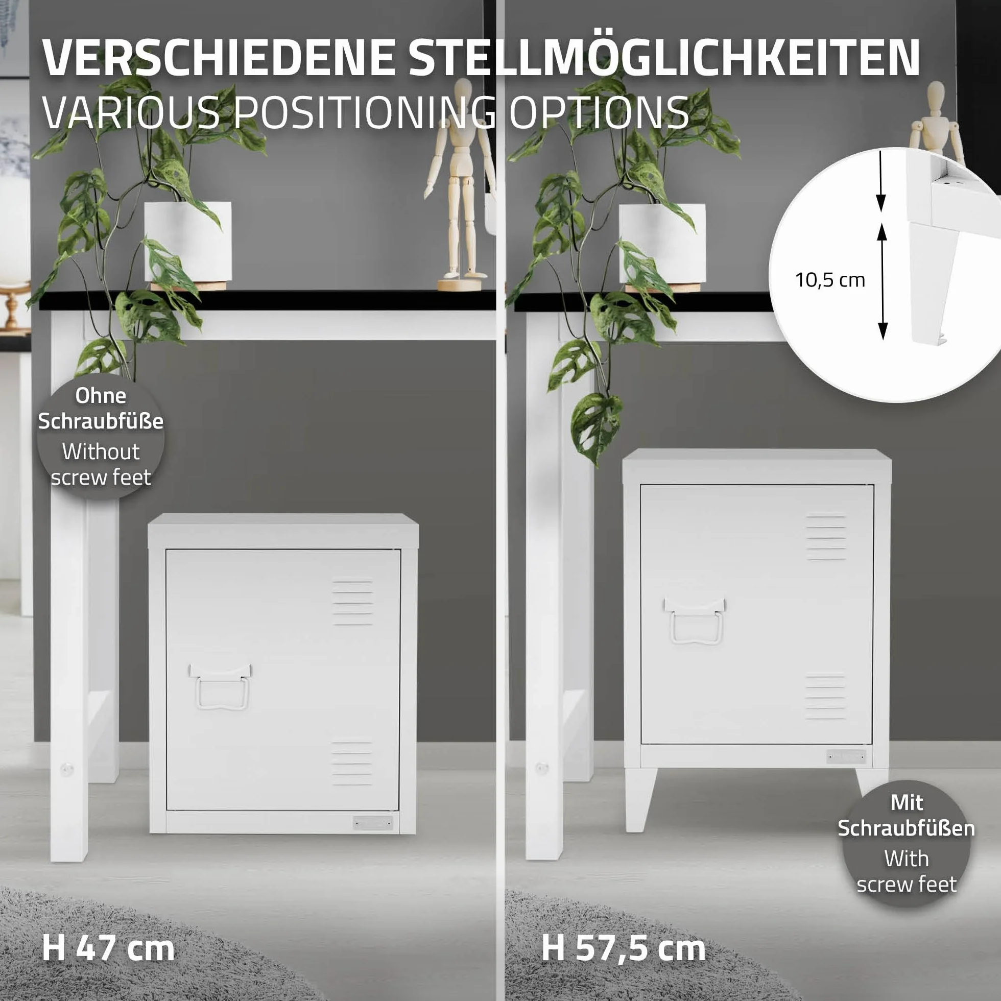 ML-Design uniwersalna szafka metalowa biała 40x30x57,5 cm stalowa z drzwiami kompaktowa