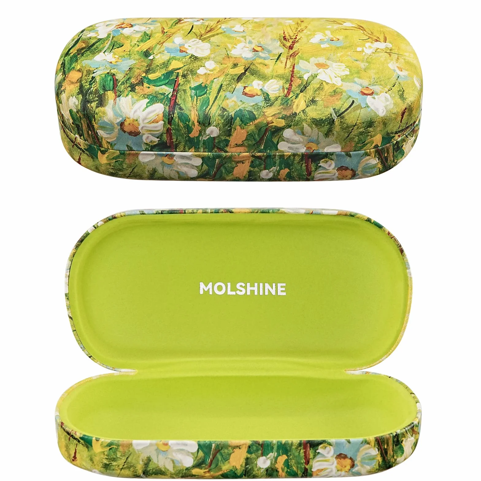 MOLSHINE etui na okulary przeciwsłoneczne z twardą skorupą, klasyczne duże etui na okulary dla kobiet mężczyzn, okulary przeciwsłoneczne-(Zielona stokrotka)