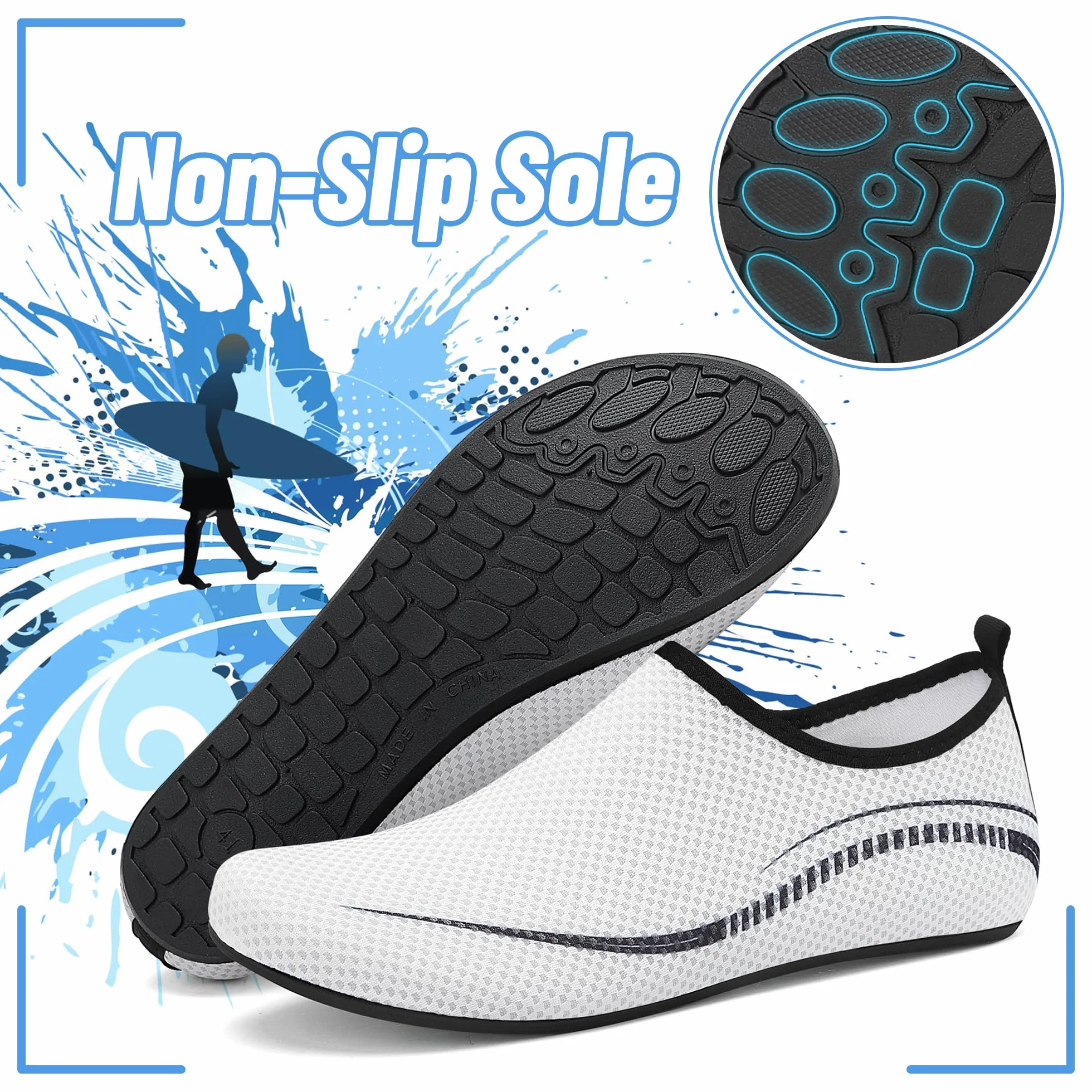 Buty do Wody Water Shoes Buty do SportóW Wodnych Lekkie Buty do PłYwania Buty PlażOwe Buty do Jogi Buty do Surfowania dla Kobiet I MężCzyzn.Biały, 39EU