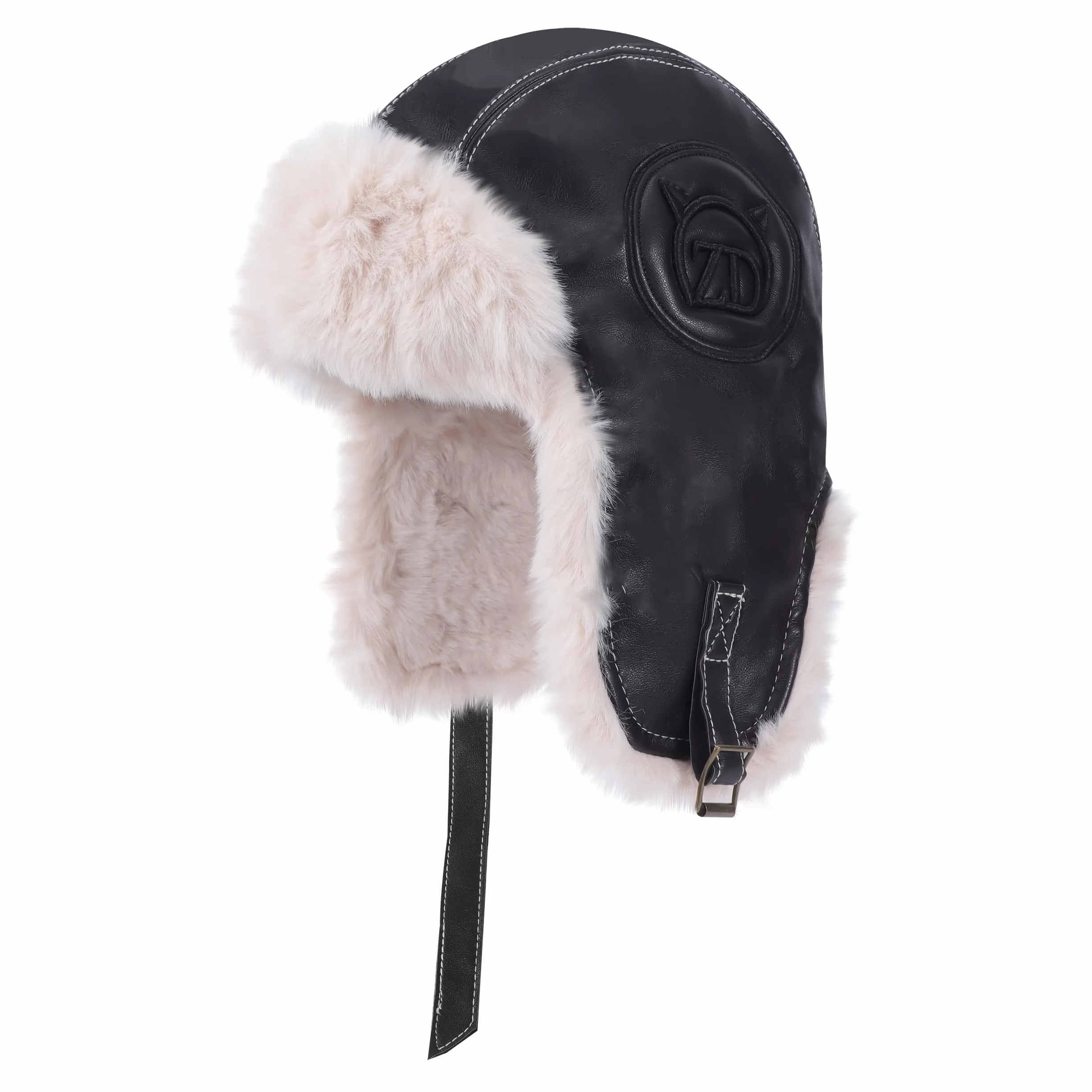 Zimowa czapka lotnicza, uniseks, ciepła rosyjska czapka z klapkami na uszy, PU wiatroszczelna czapka traperska do jazdy na snowboardzie, deskorolce, rowerze, aktywności na świeżym powietrzu