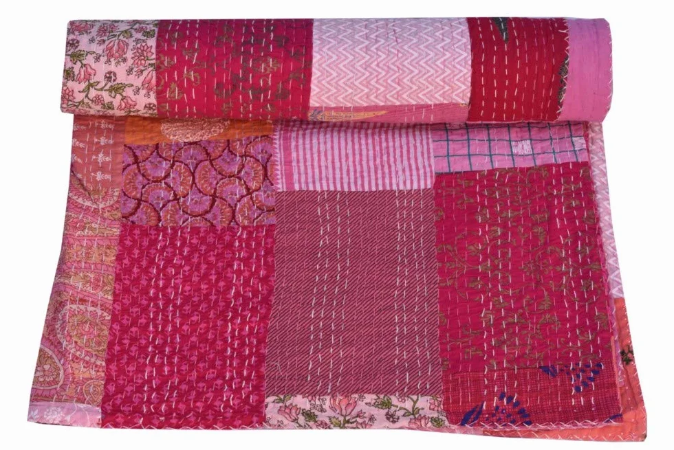 Sophia-Art Koc narzuta na łóżko bawełna sari patchwork 230 x 275 cm