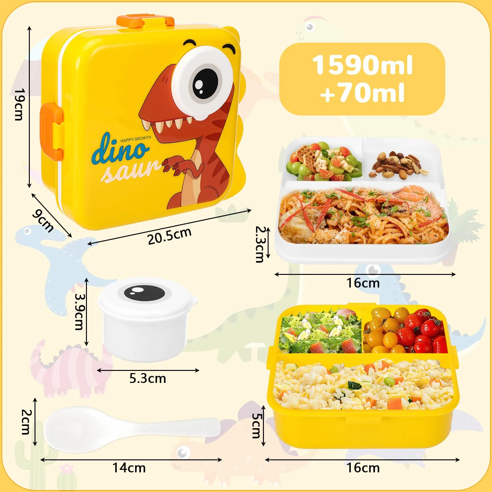 Pudełko śniadaniowe dla dzieci Bento Box z przegródką i widelcem, wolne od BPA, zabezpieczone przed wyciekiem