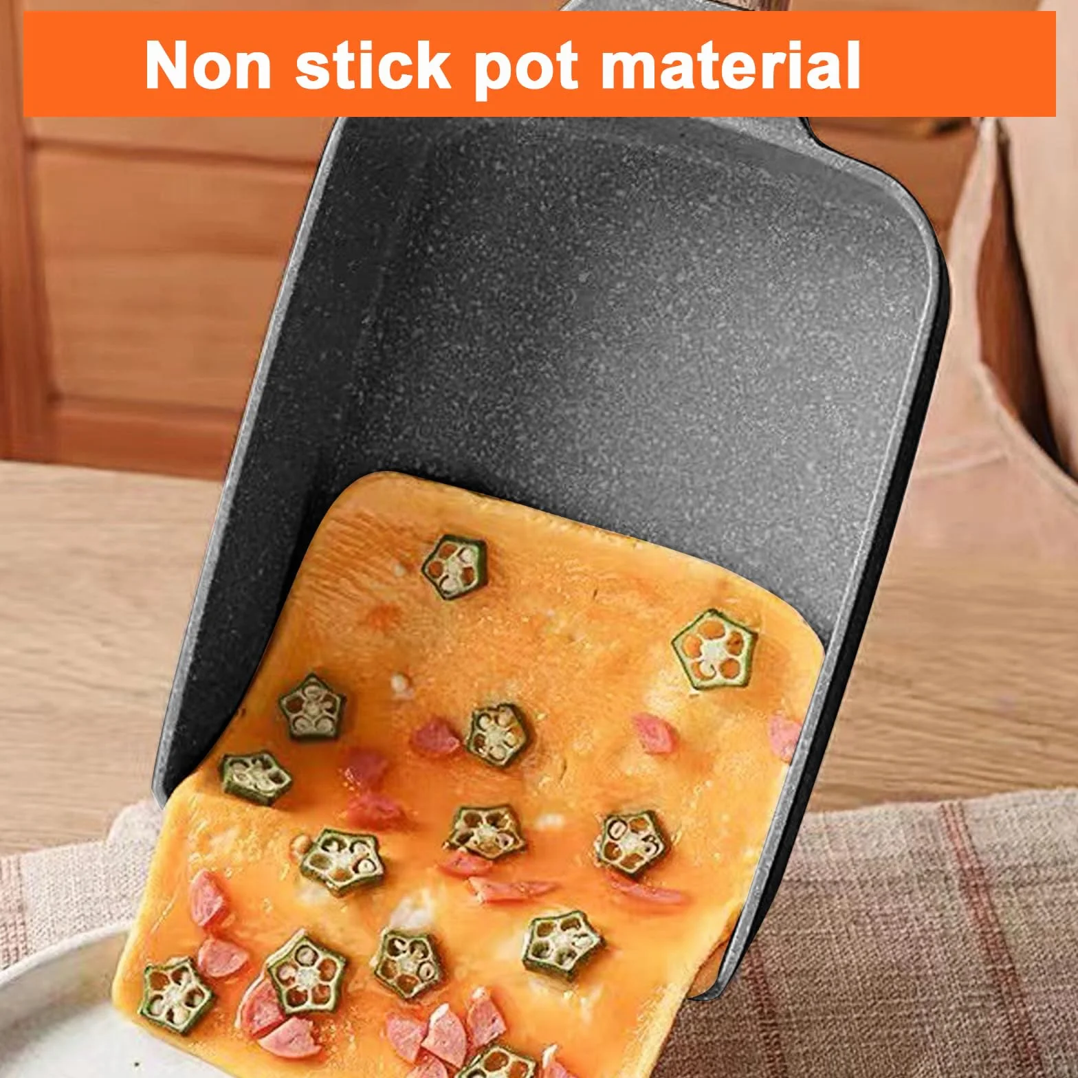 SPORWAY Tamagoyaki patelnia do omletów, nieprzywierająca, prostokątna, z powłoką zapobiegającą przywieraniu, nadaje się do wszystkich rodzajów kuchenek, piekarników i mycia w zmywarce – 18 x 15 cm