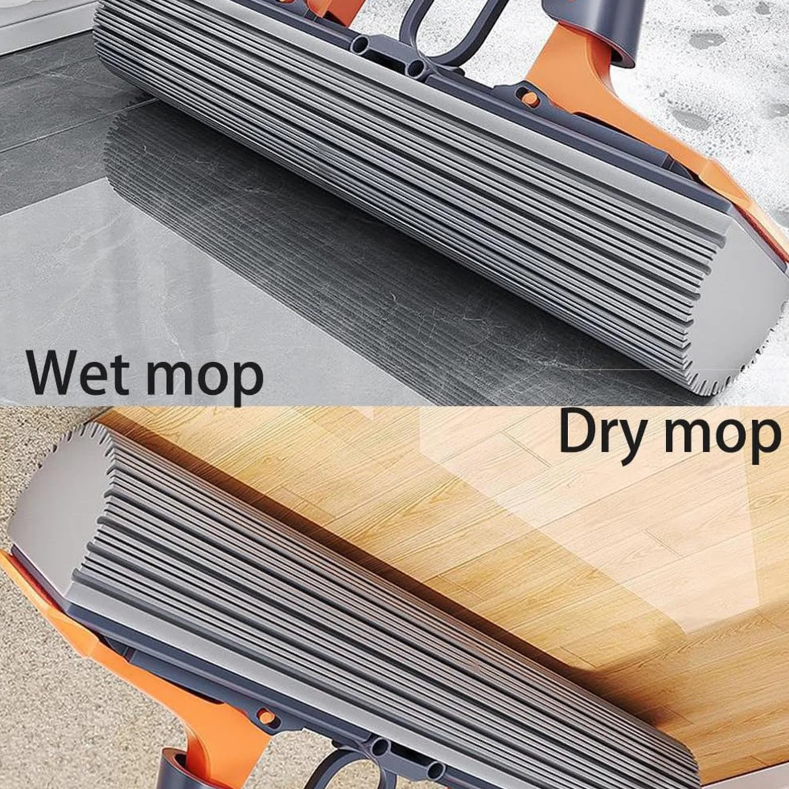Mop z gąbką ze stali nierdzewnej 110 cm samonażysty z 2 gąbkami