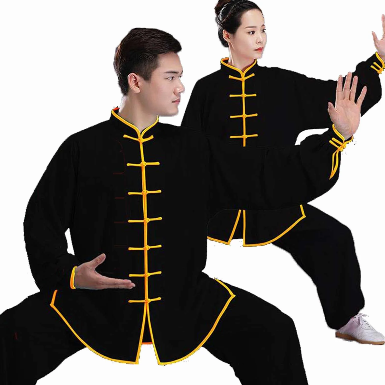 Kung Fu Tai Chi mundurek sztuki walki Wing Chun ubrania treningowe dla mężczyzn kobiet w tym ubrania i spodnie, czarne-L