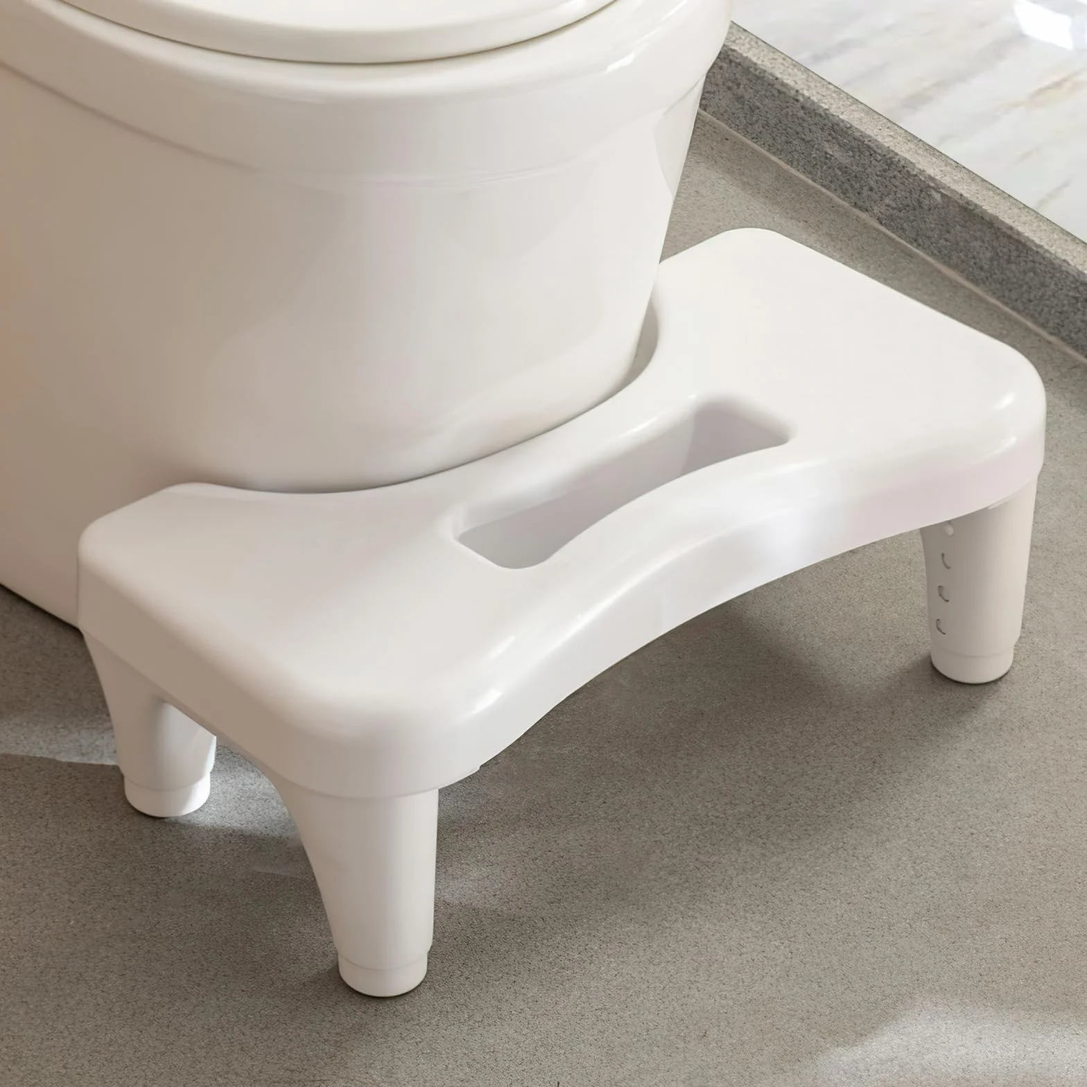 PAVSTINE Regulowany Taboret Toaletowy Ergonomiczny Stołek do Kucania Biały