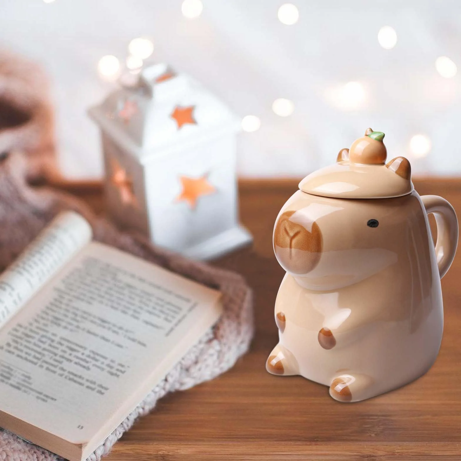 Kubek Capybara 3D ceramiczny 450 ml z pokrywką
