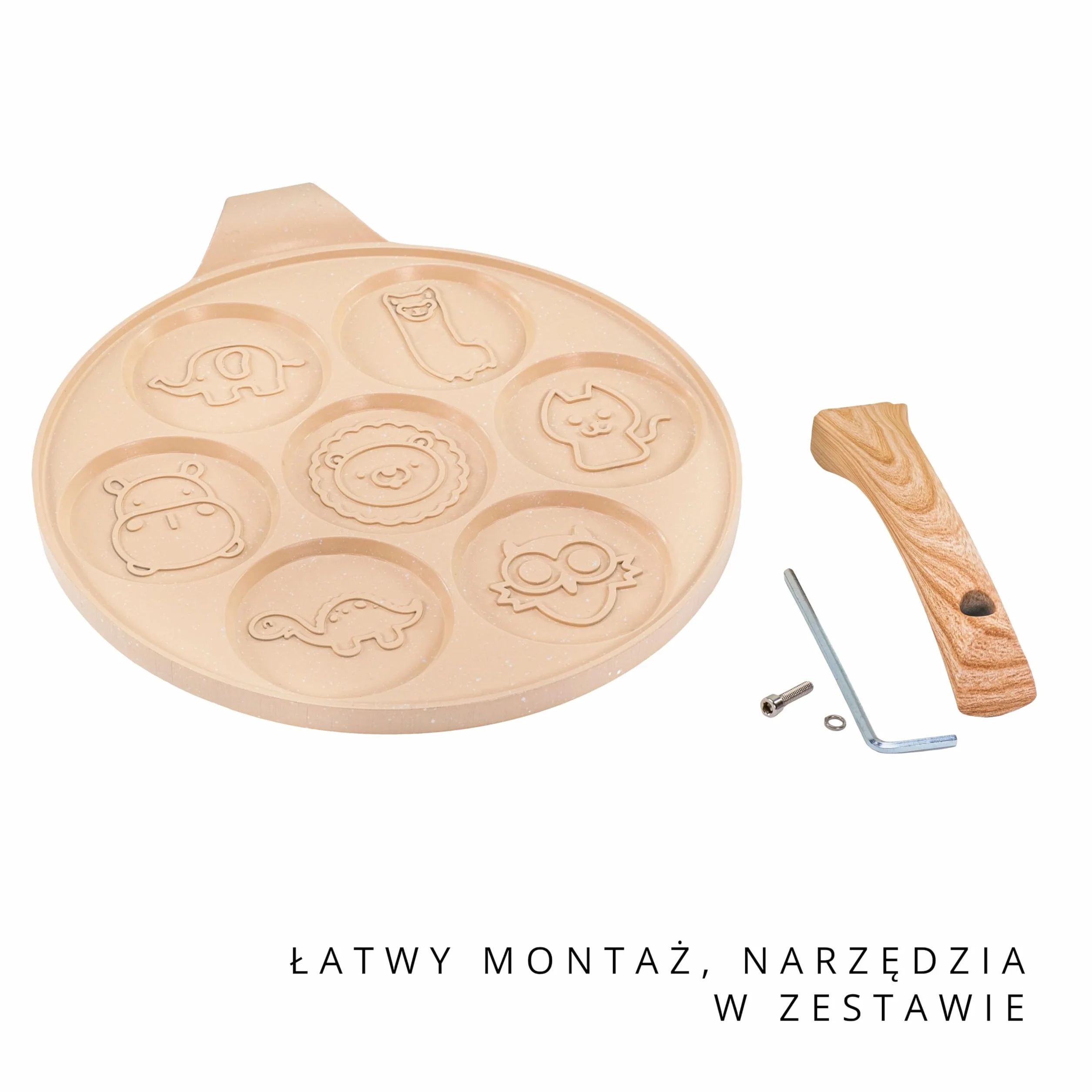 Erreke Patelnia do Naleśników, Patelnia do Crepes, 7 Mini Naleśników Jednocześnie, Podwójna Nieprzywierająca Powłoka, Do Wszystkich Typów Kuchni i Płyt Indukcyjnych, Uchwyt Soft Touch, 26 cm Beżowa