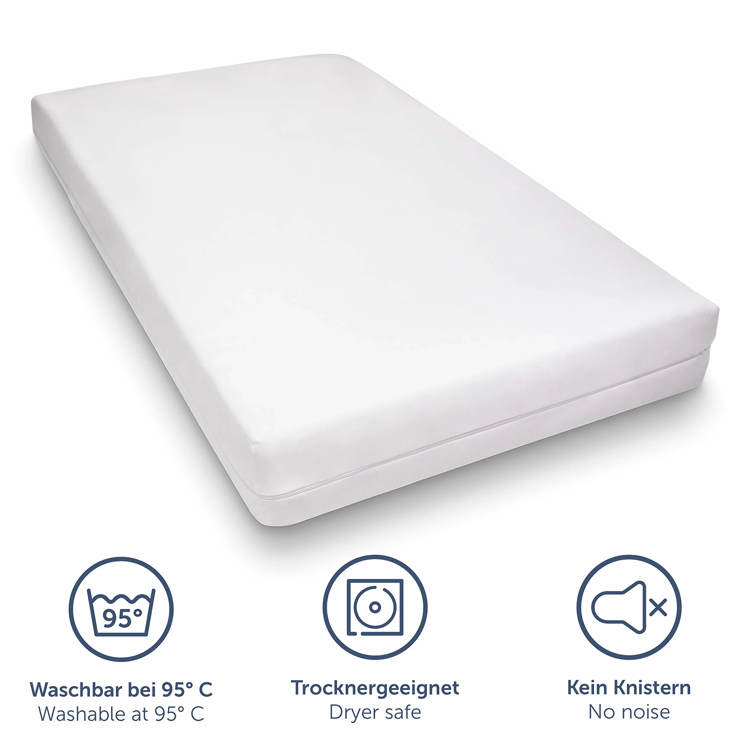 Blumtal® antyalergiczny pokrowiec na materac 160x200 cm do materacy o wysokości do 30 cm – certyfikowany przez OEKO-TEX, pokrowiec z zamkiem błyskawicznym – 1 sztuka