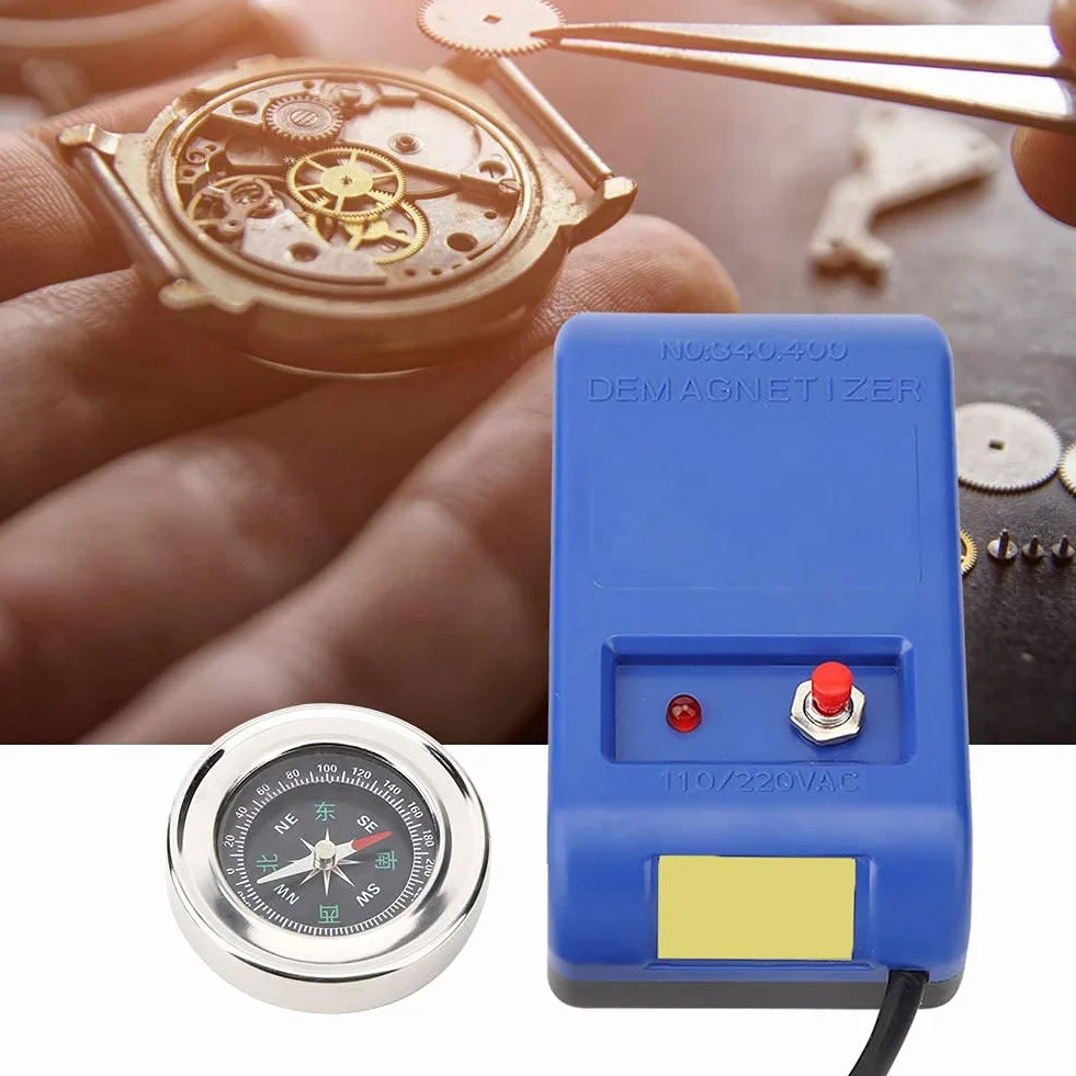 Rozmagnetyzujący, wysokiej jakości narzędzie do demagnetyzacji 110 V-220 V, przenośne do naprawy zegarka, odmagnesowywanie śrub zegarowych (europejska regulacja)