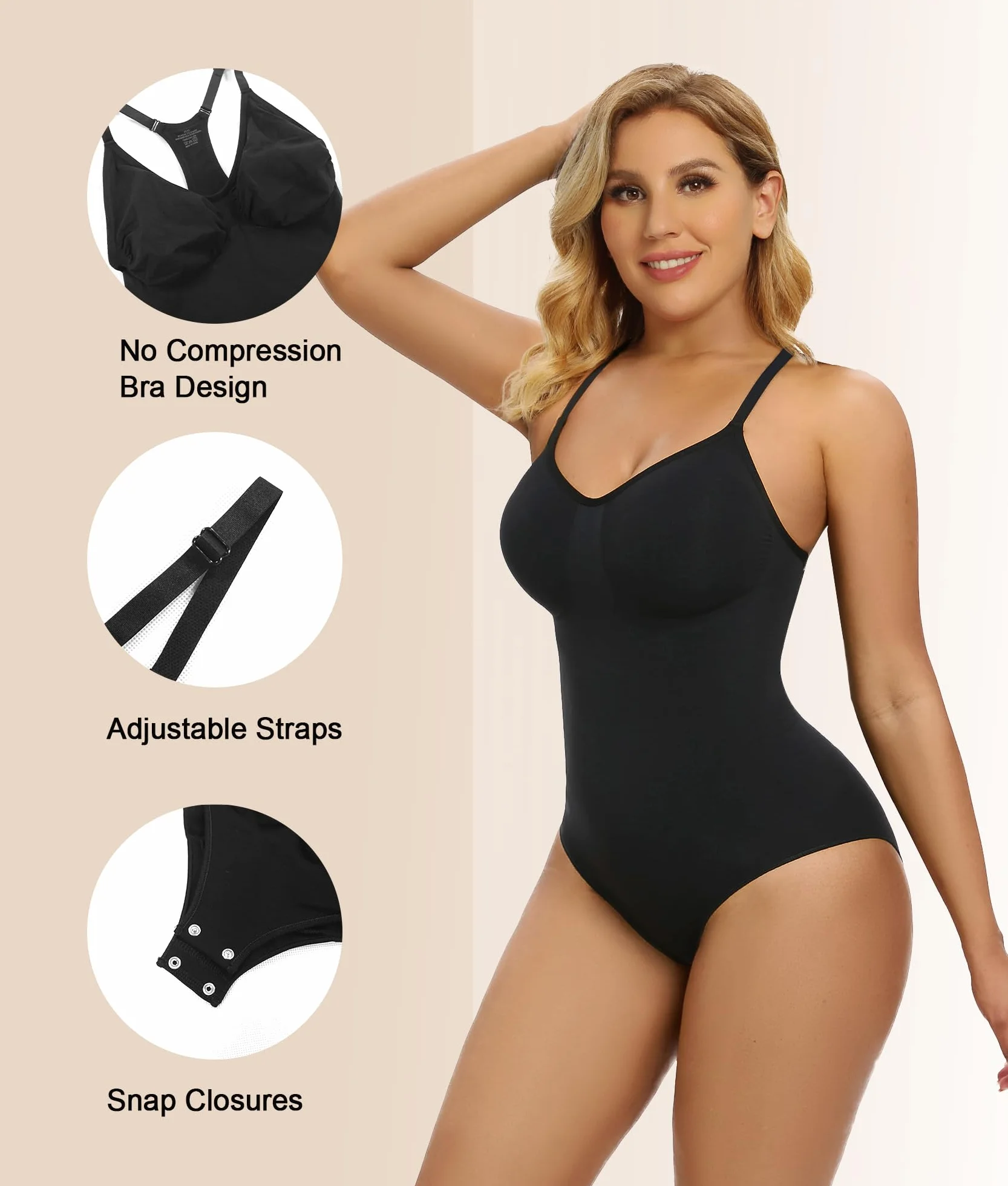 SHAPERX Body dla kobiet, kontrola brzucha, bielizna modelująca, bezszwowa, modelująca sylwetkę, tank top