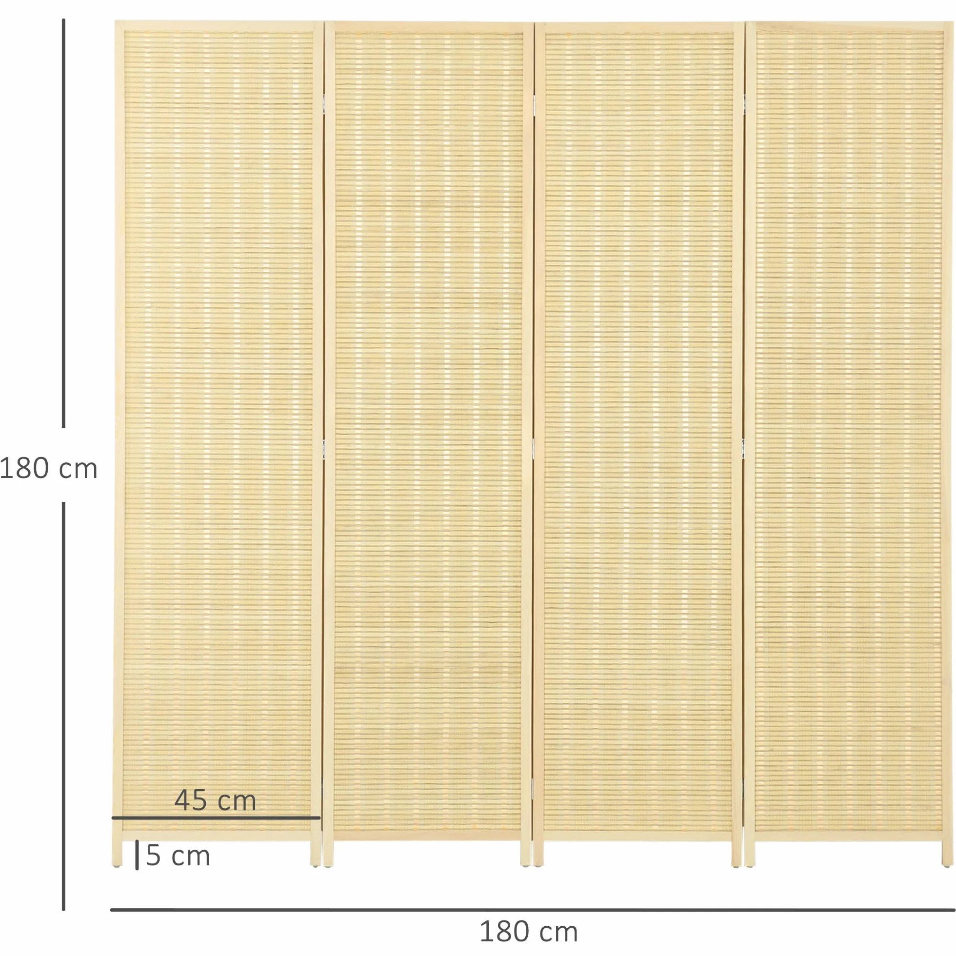 HOMCOM Drewniana ścianka działowa 4 panele 180x180 cm składana