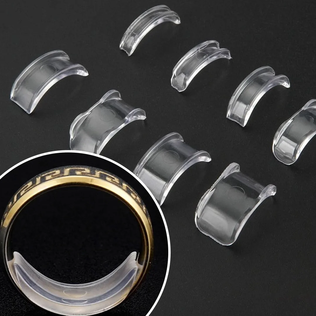 WeddHuis Niewidzialny regulator rozmiaru pierścionka, Ringschutz, do luźnych pierścieni, 2 style silikonowy reduktor pierścieni dla kobiet i mężczyzn, korektor (4 rozmiary) (przezroczysty)