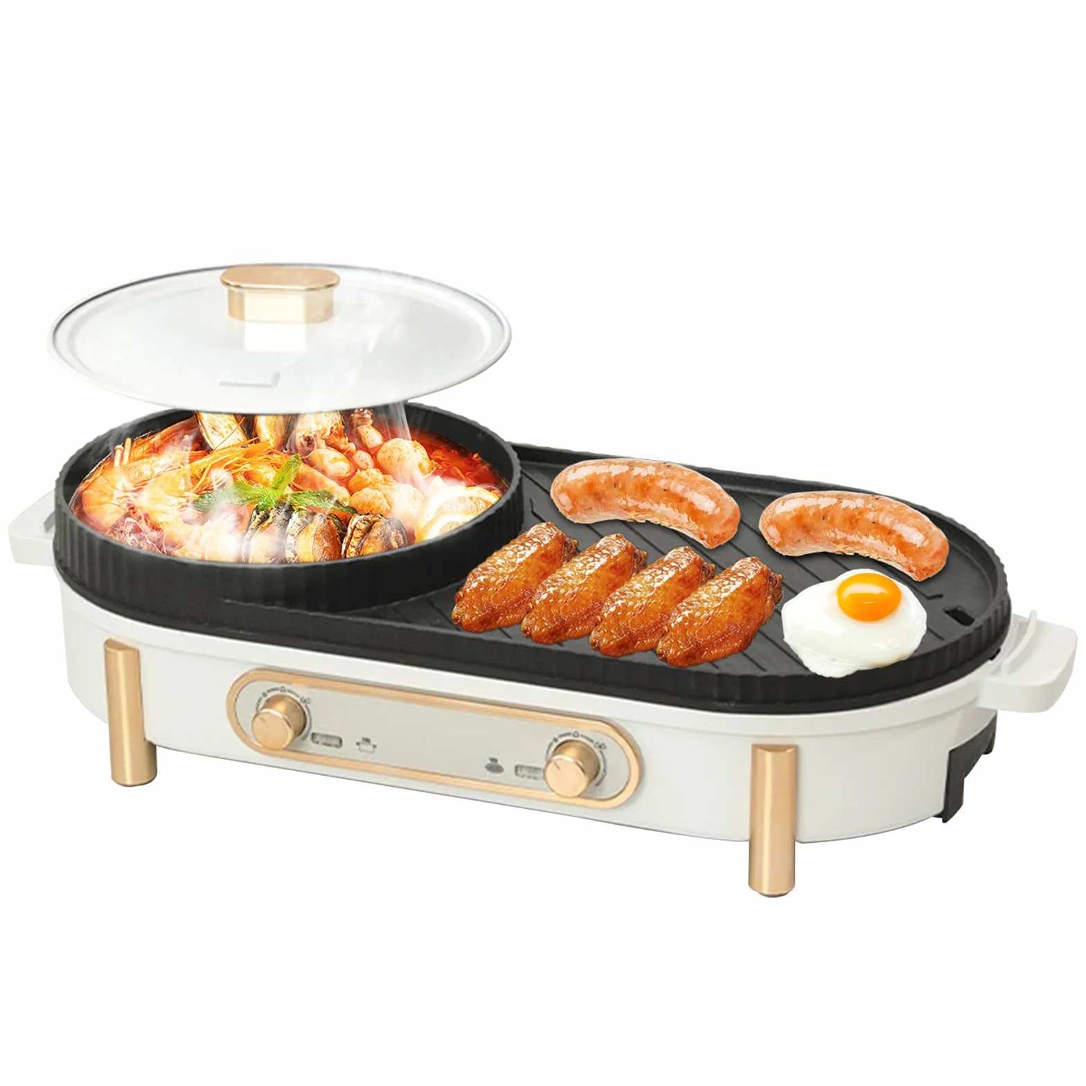 Elektryczny hot pot z grillem, 2 w 1 grill elektryczny, chiński garnek kuchenny, 220 V, 1700 W, elektryczny hot pots, koreański grill BBQ, na małe uroczystości rodzinne z trzema do sześciu osób