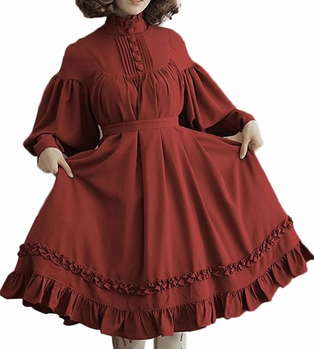 Cosplay Sukienka Lolita Japońskie Miękkie Czarne Sukienki Bawełniane Damskie Księżniczka Sukienka Kostium Dziewczęcy (Color : Wine Red, Size : 3XL)