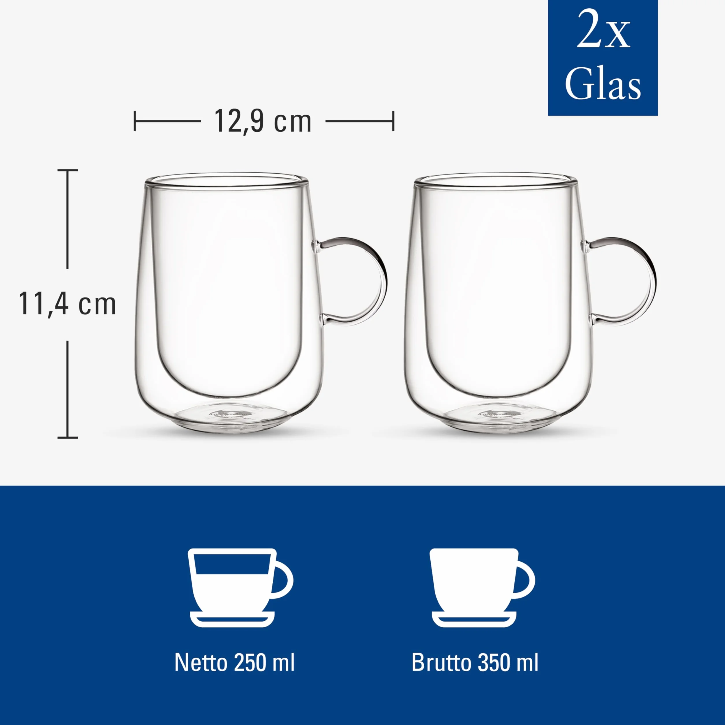 Villeroy & Boch Artesano Hot&Cold Beverages szklanka do latte macchiato zestaw 2 szt 250 ml szkło borokrzemowe zmywarka mikrofala