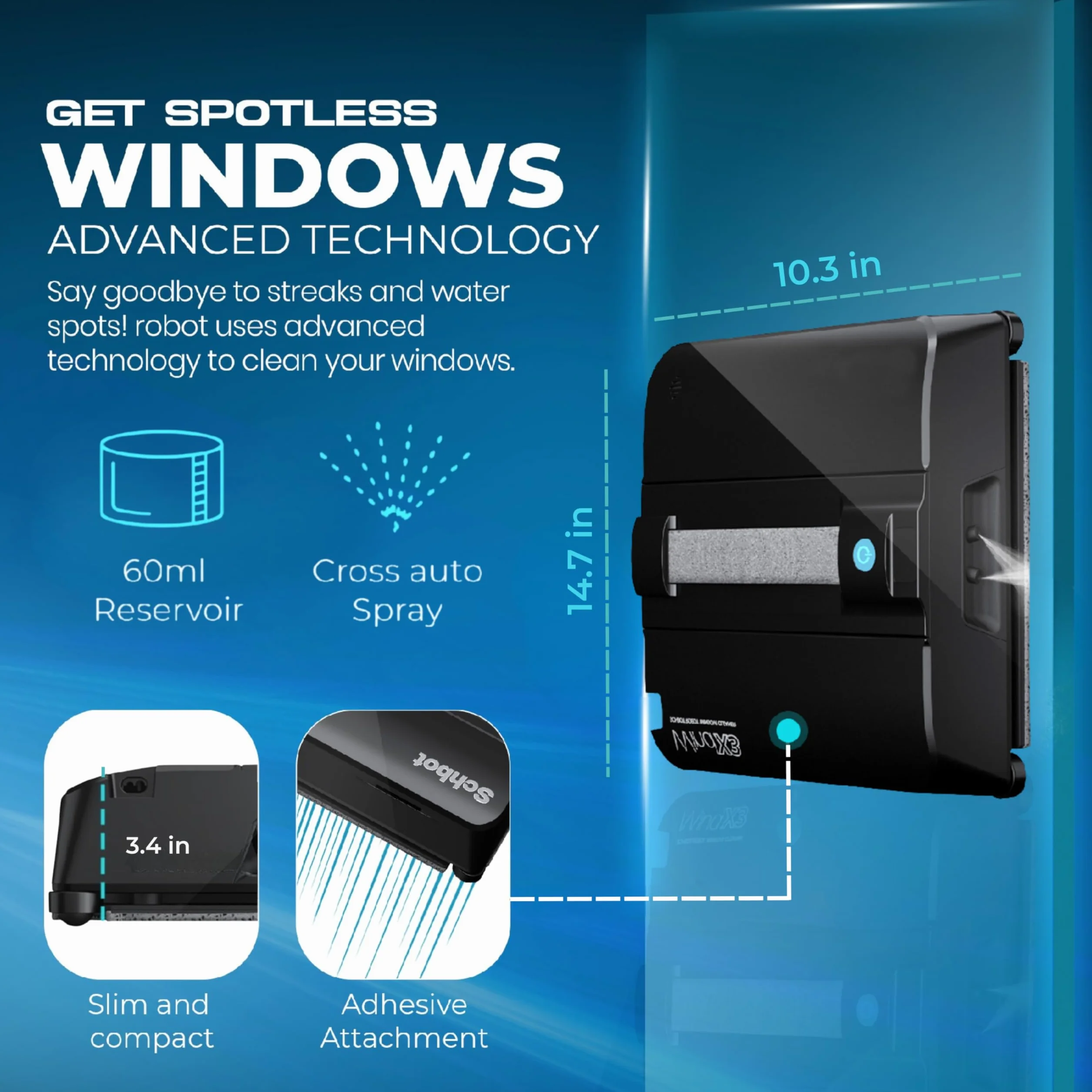 Robot Window Cleaner Wind X3 Schwarz