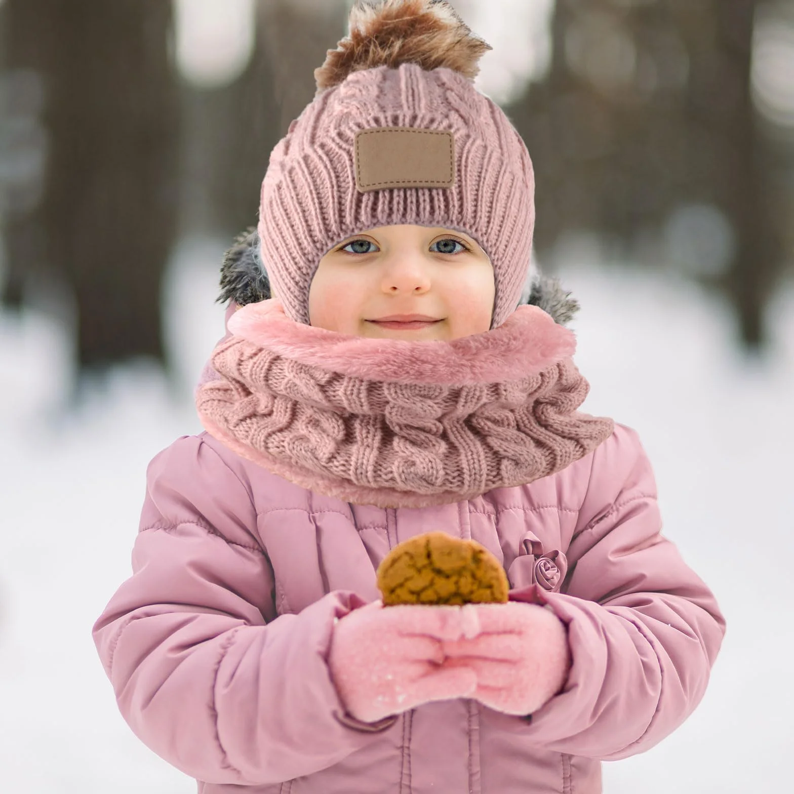 SSKHE 3-częściowy zestaw dla dzieci, zimowa, ciepła, czapka beanie, szalik, rękawiczki, zestaw dla chłopców i dziewczynek w wieku 1-5 lat, zestawy akcesoriów zimowych dla dzieci, do sportów na świeżym
