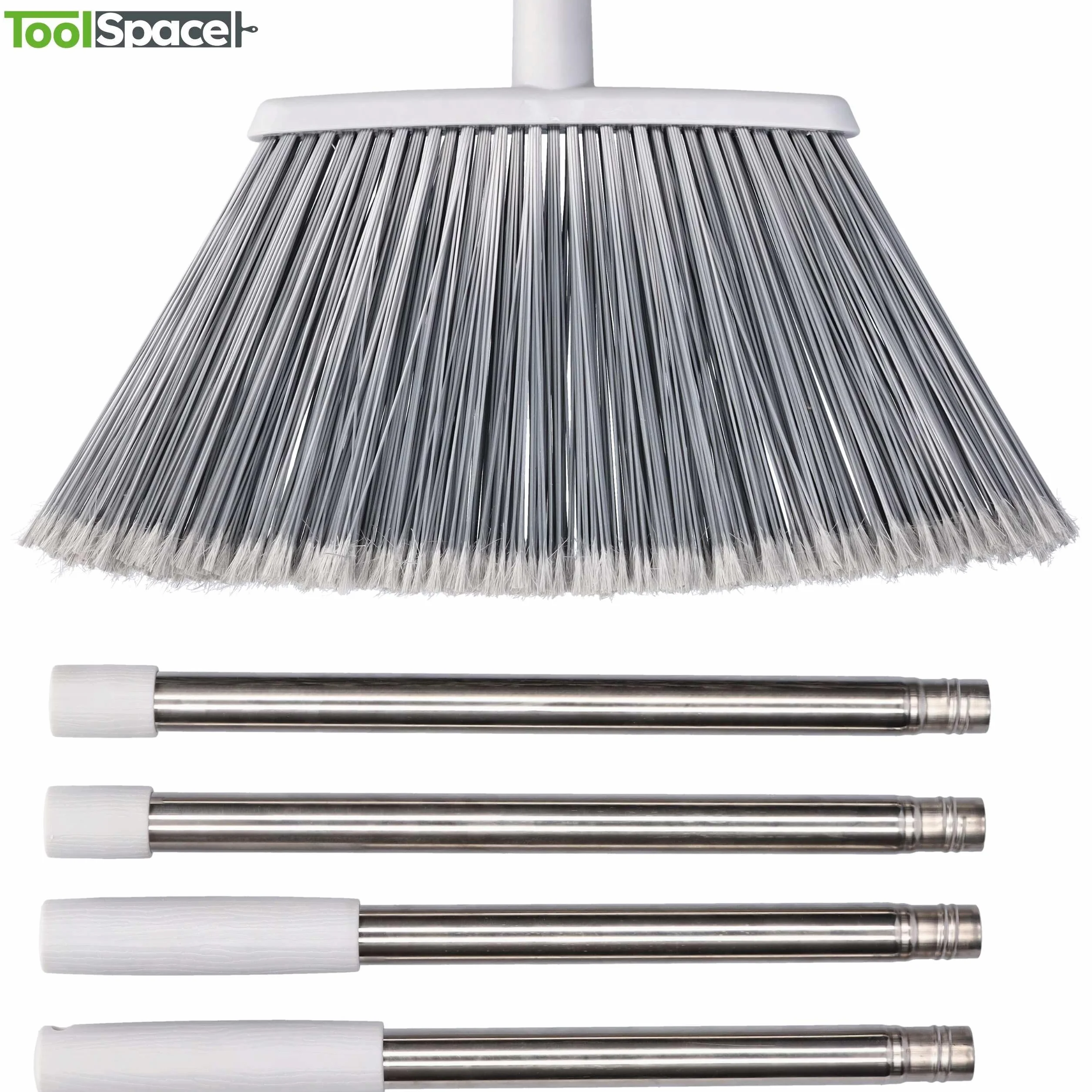 ToolSpace Szczotka Zmiotka Miotła z Długim Kijem Szara Stalowy Kij