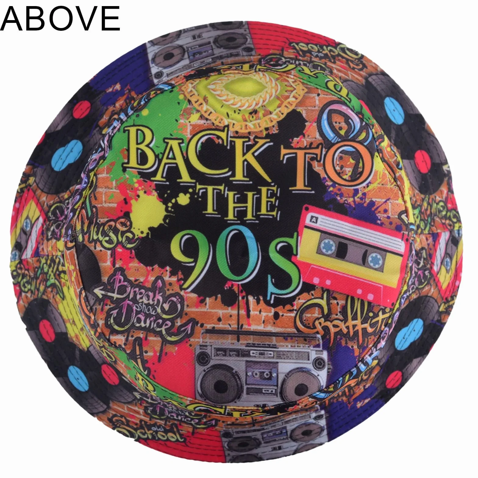 SSKHE Dwustronny kapelusz typu bucket z lat 90., graffiti, styl artystyczny, dwustronny zabawny kapelusz typu bucket hat, hip-hop, rockowy, styl uliczny unisex