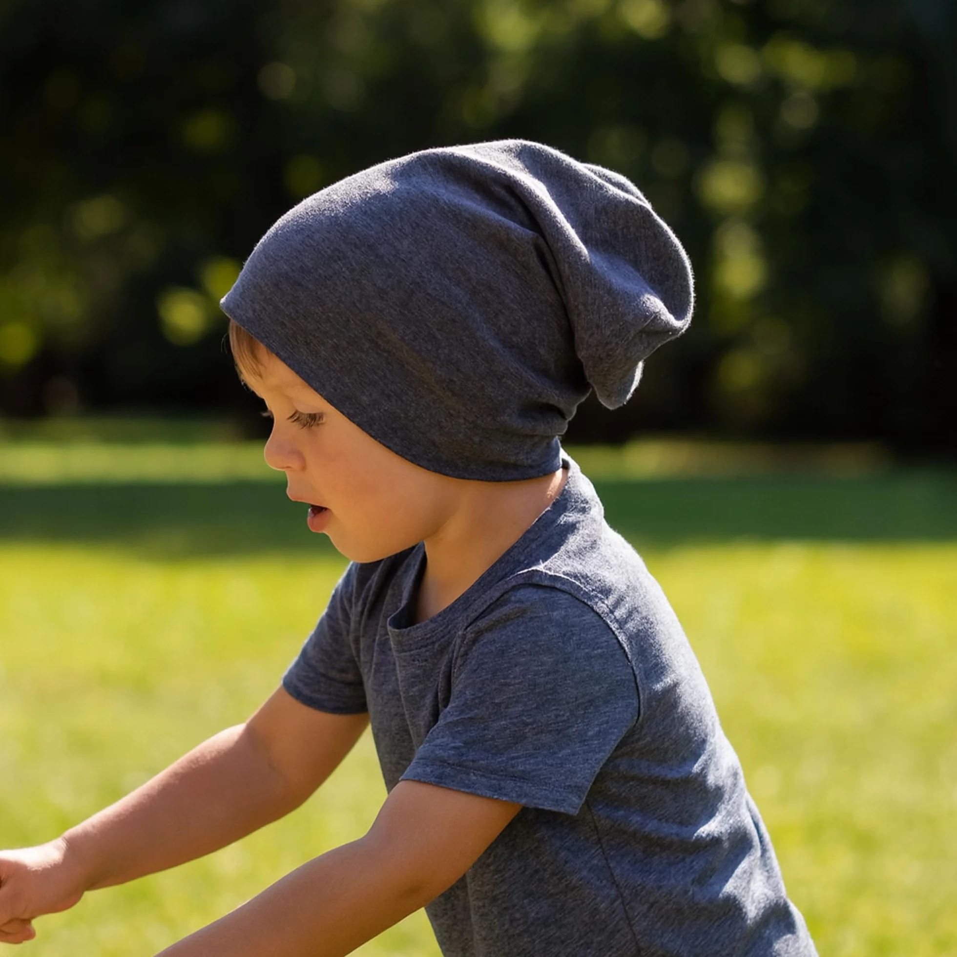 Czapka dziecięca typu Slouch Beanie Miobo, bawełniana, kolor pomarańczowy-48