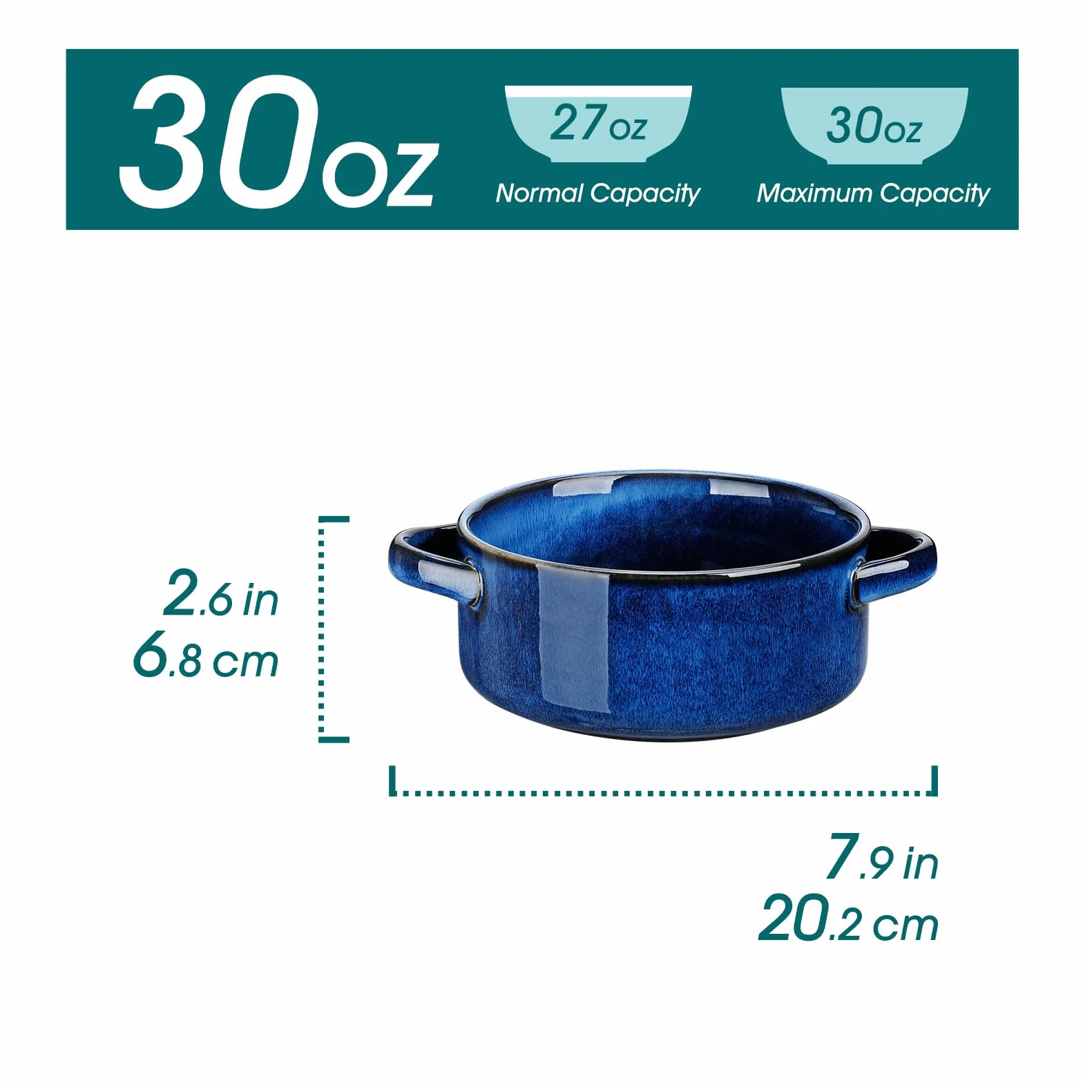 vancasso Zestaw 4 szt. ceramicznych misek do zupy 850 ml z uchwytami