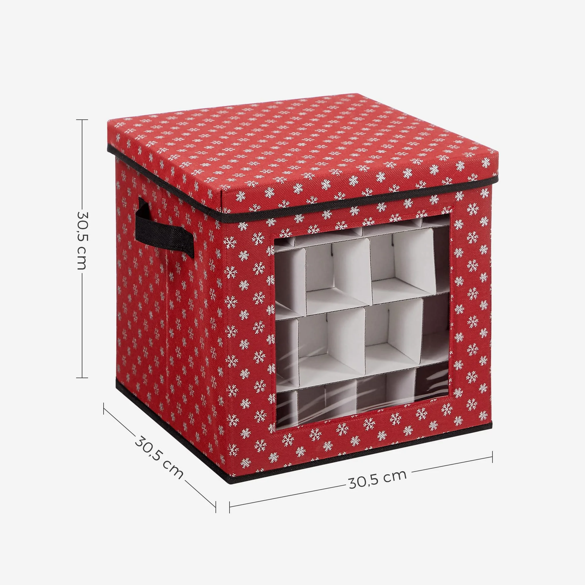 SONGMICS Pudełka do przechowywania bombek choinkowych zestaw 3 składane 64 przegródki 30,5 x 30,5 x 30,5 cm czerwone