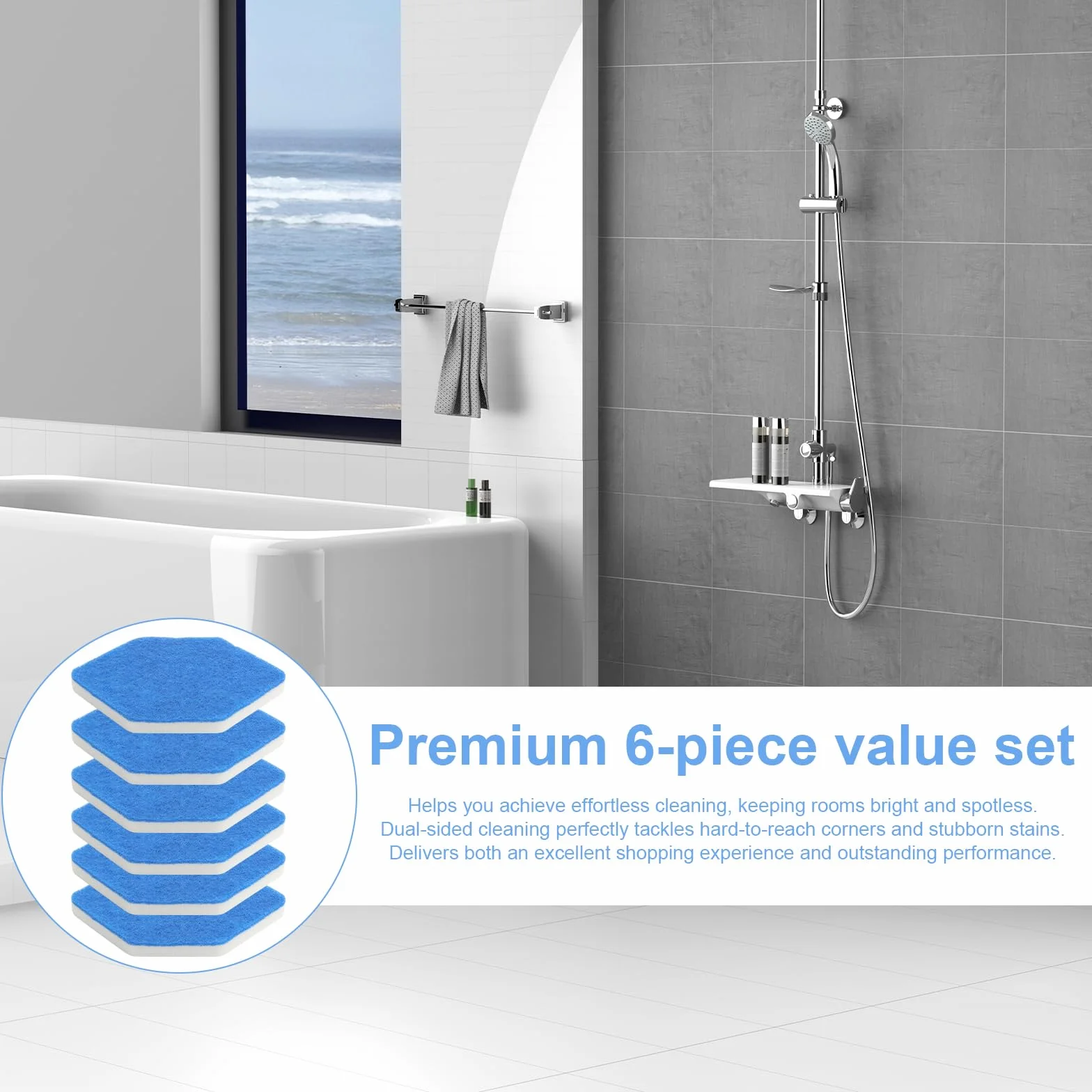 Vileda Bath Magic gąbki zamienne do mopa 6 sztuk dwustronne sześciokątne
