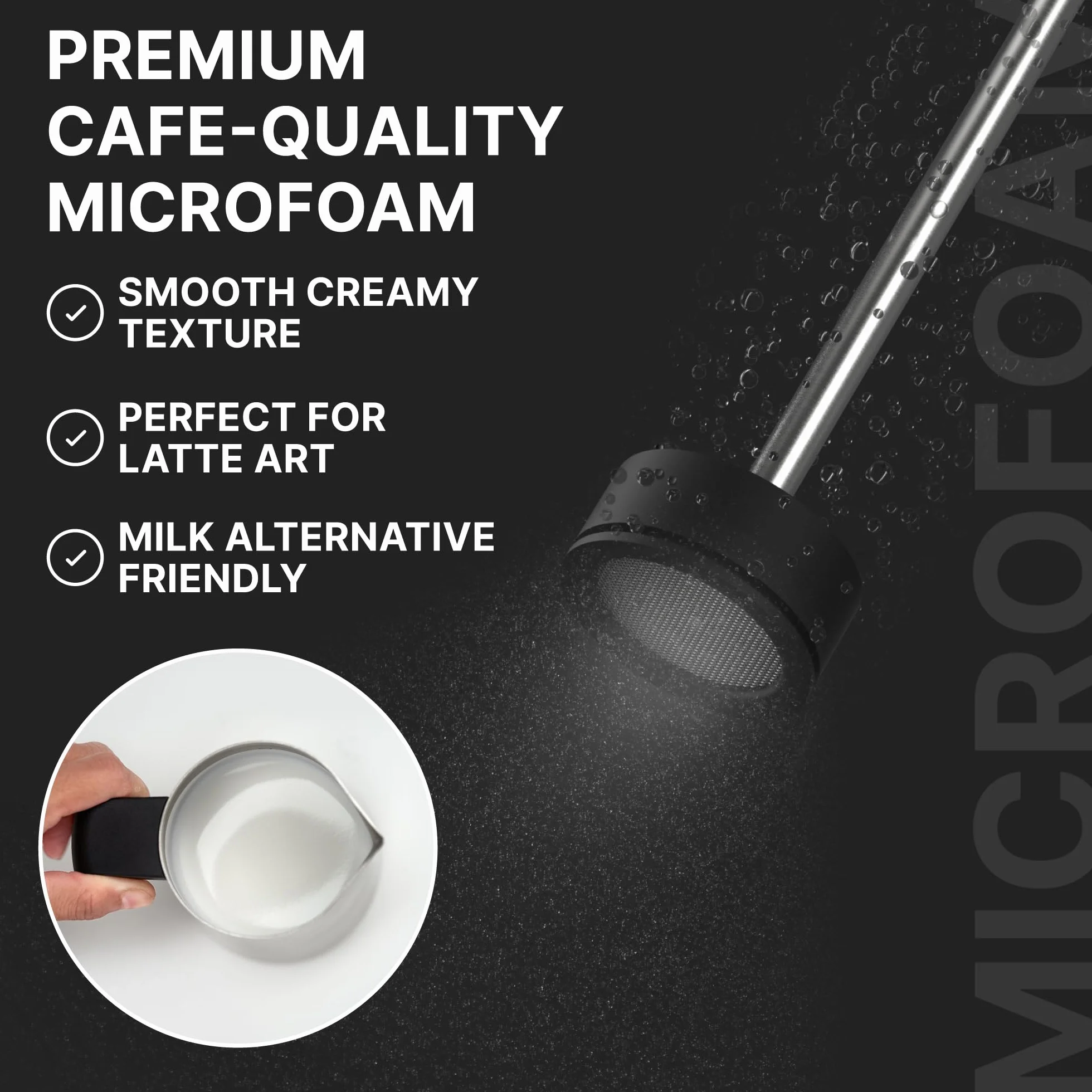 Subminimal Nanofoamer Spieniacz do Mleka, Czarny/Srebrny, 36 x 36 x 239 mm