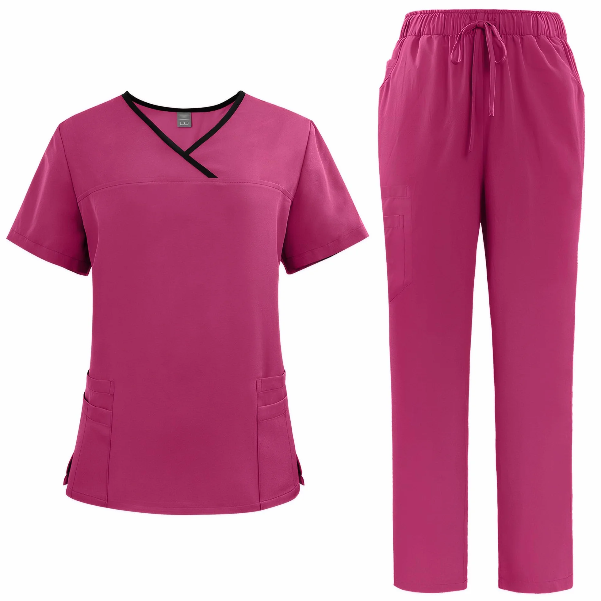 Zestaw peelingowy unisex medyczny mundur zestaw poliester oddychająca szybkoschnąca odzież robocza z 4 kieszeniami top stretch spodnie DK51