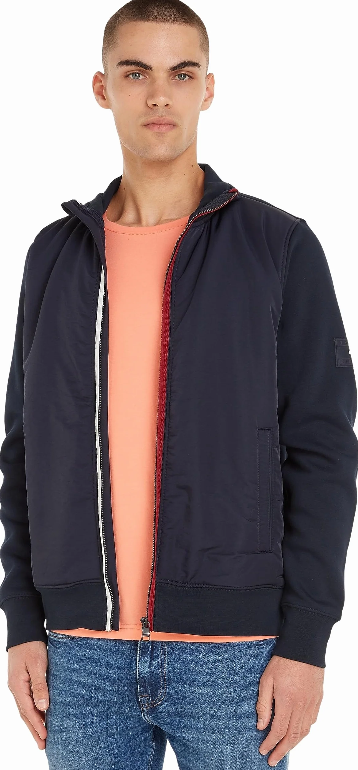 Tommy Hilfiger Ciężki zamek błyskawiczny Mężczyźni Clean Mix Media Stójka
