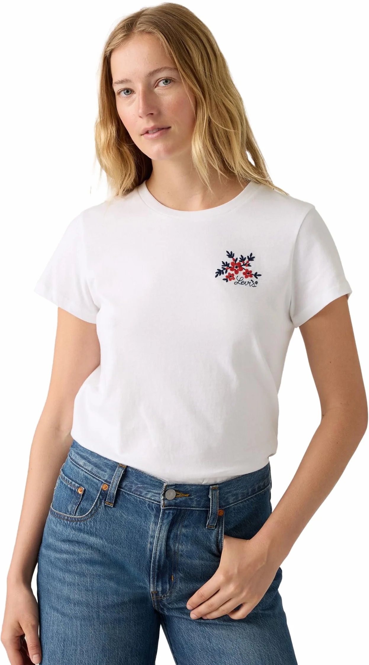 Levi's The Perfect Tee Vicki Floral Bw Embroid, Vicki Floral Bw Embr, XS