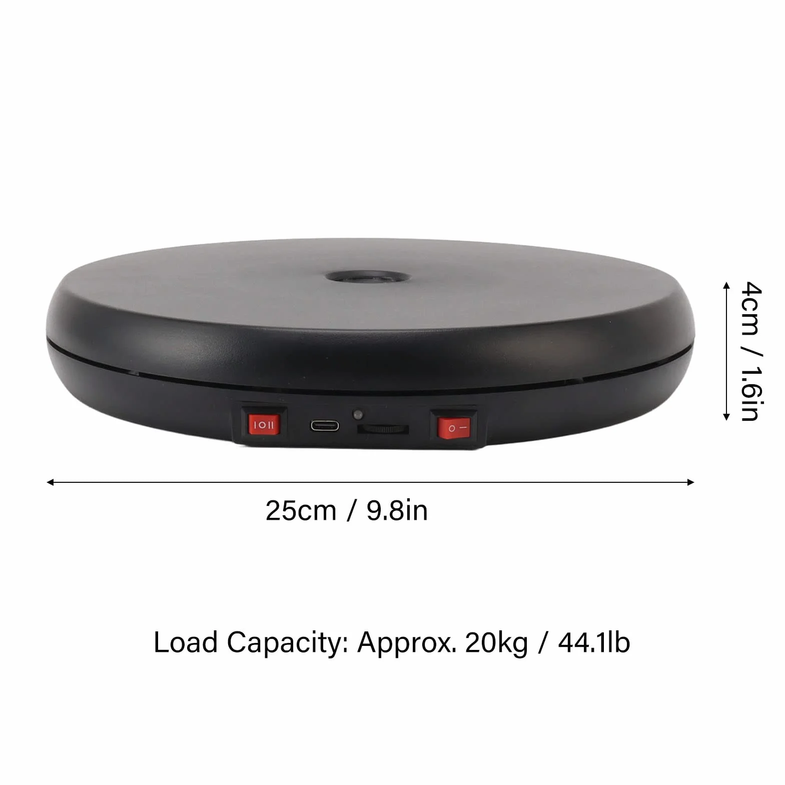 Elektryczny Zmotoryzowany Obrotowy Stojak Obrotowy z diodą LED, Fotografia 360 Stopni Gramofon Produkt Stojak Obrotowy do Wyświetlania Fotografii Produktowej Zegarek Jubilerski (Czarny)
