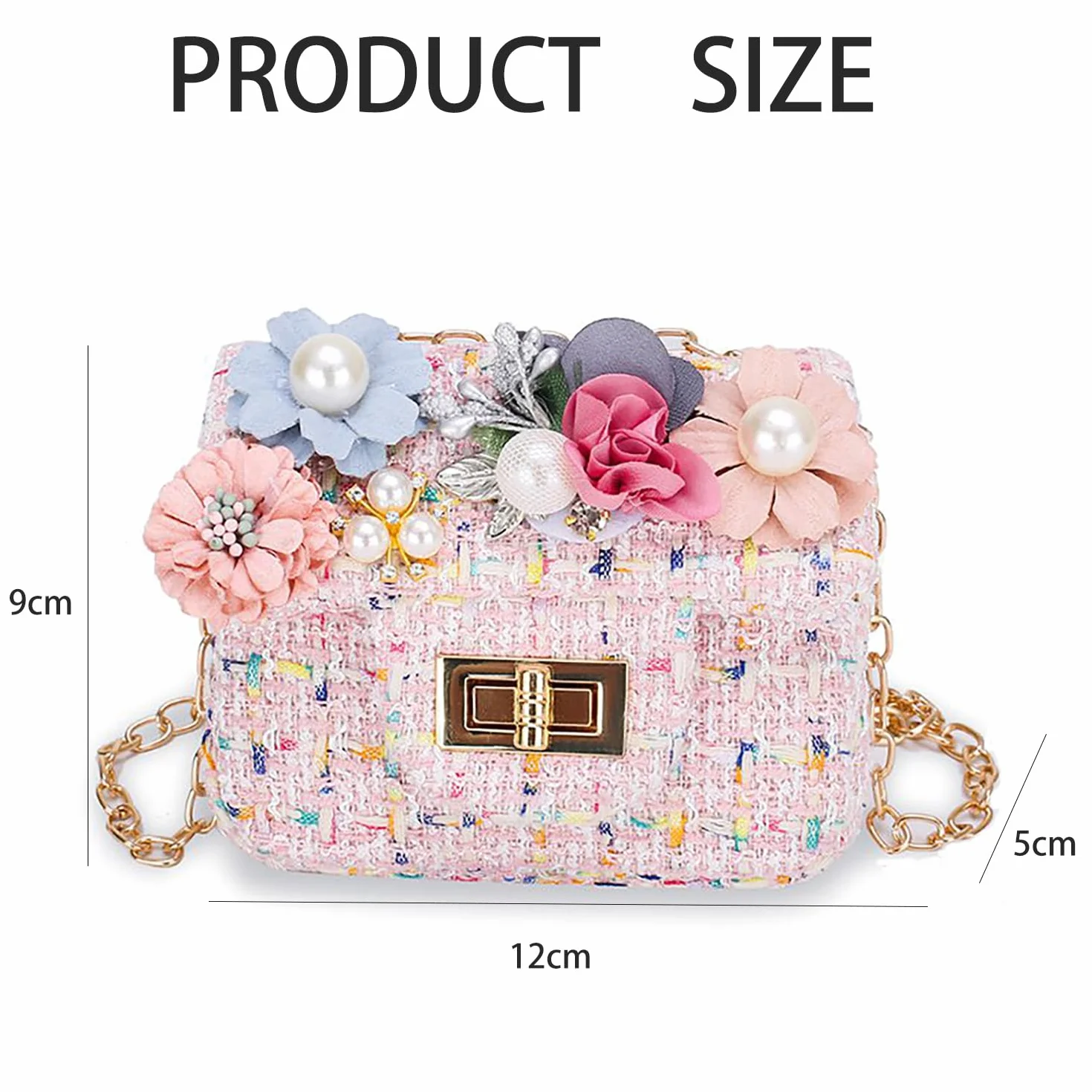 Shirene Mała torebka na ramię dla dziewczynek, torebka dla dzieci, torebka na ramiączko dla dzieci - torebki z uroczymi kwiatami, mini torebka na ramię, torebka crossbody dla małych dzieci na zabawę i