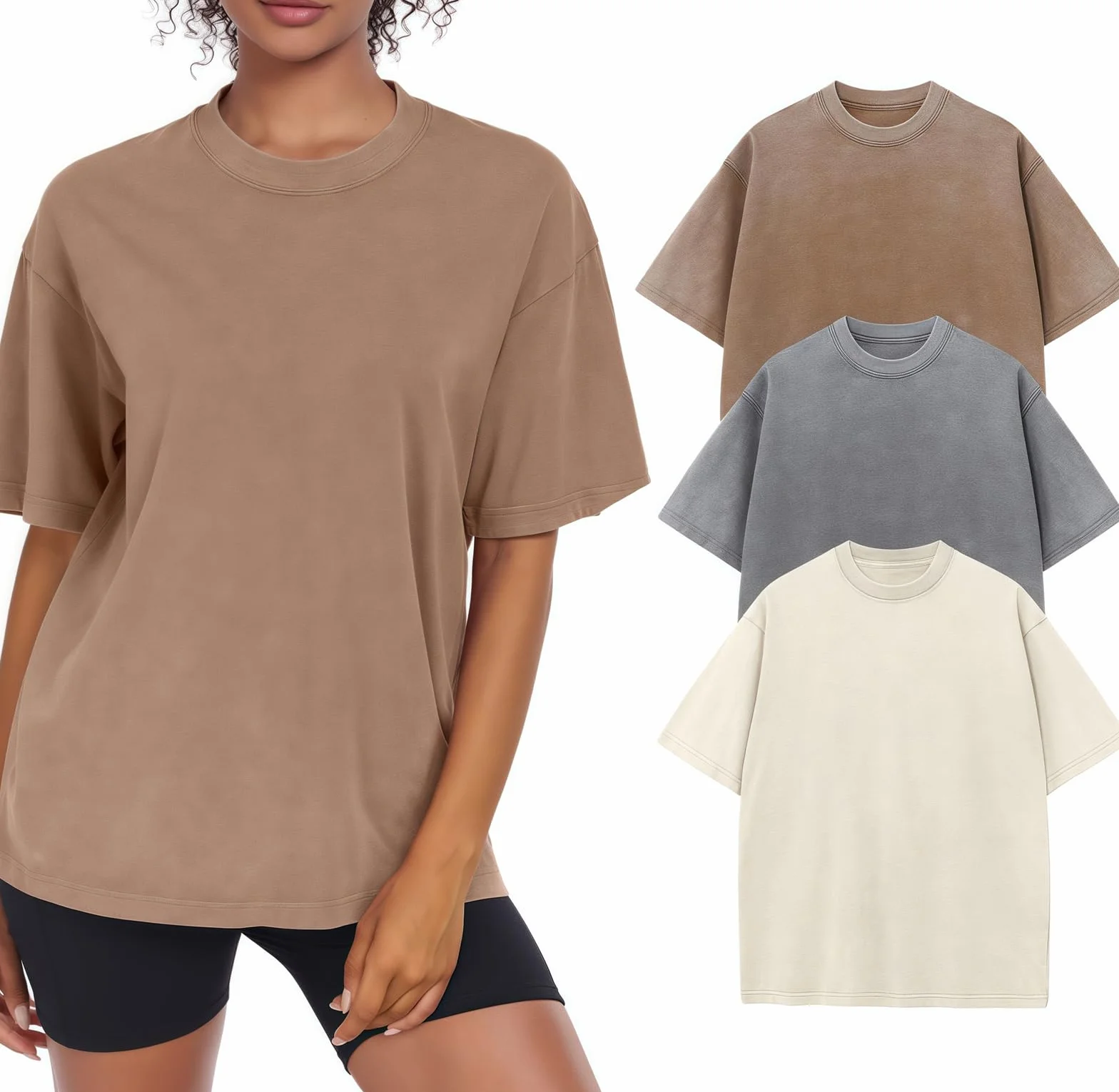 Damska koszulka, luźna, wyprana, vintage, oversize, casualowa, streetwear, boyfriend, treningowa, z krótkim rękawem, bawełniana